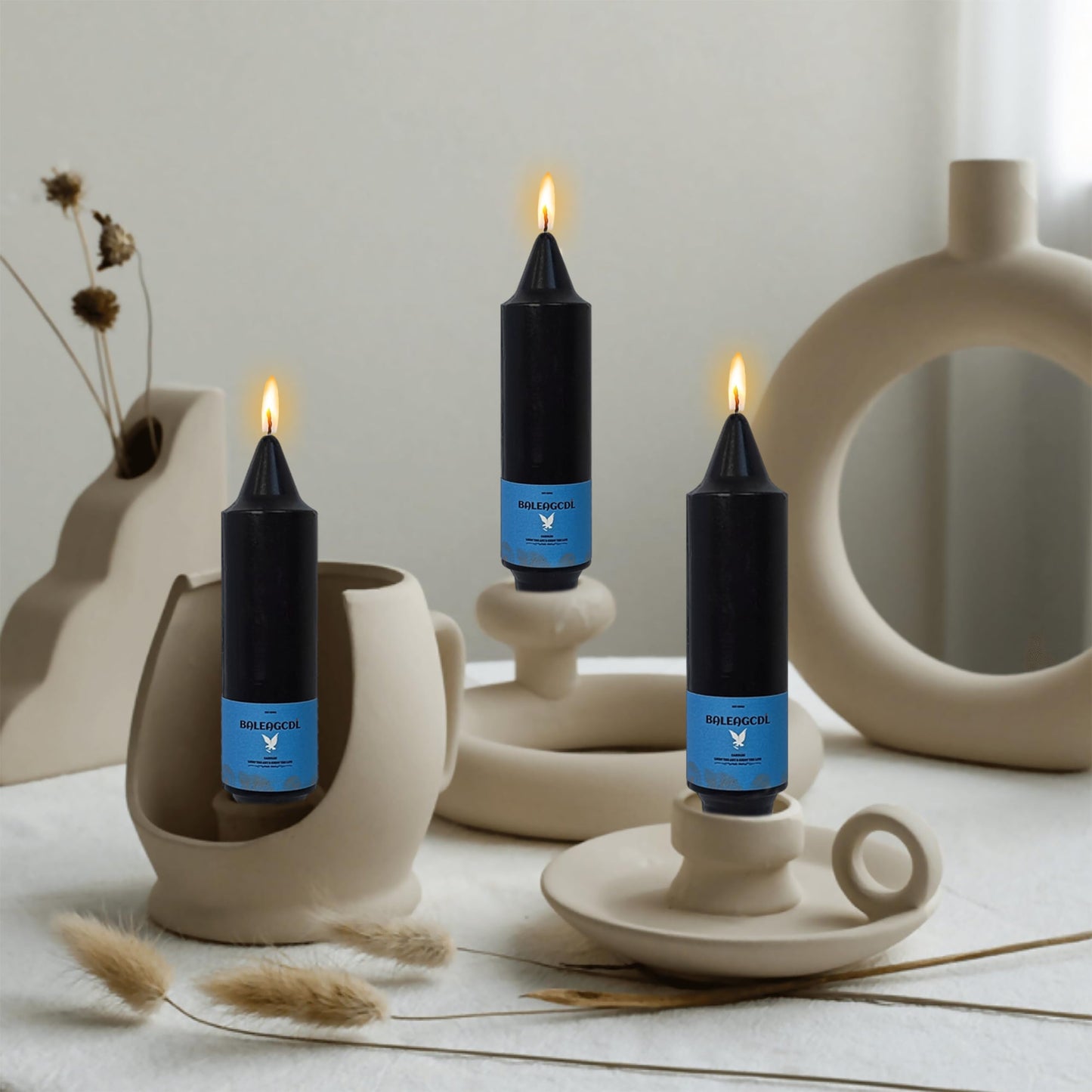 Handmade Unscented Taper Candles Long Lasting Burn Black Candles 5inch Short Candlesticks Elegant Design for Home Décor Weddings Festive Seasons