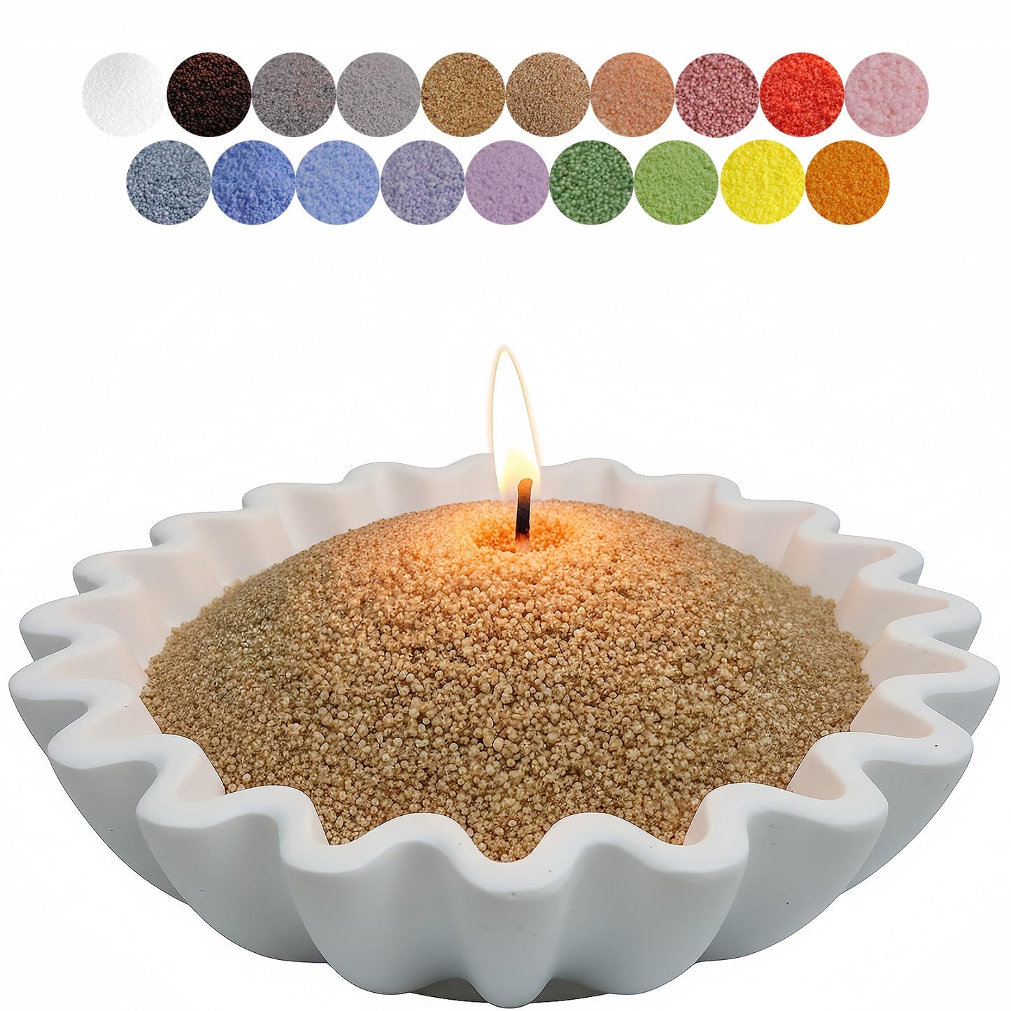 Aufien Candle Sand with Wicks, 21.4 Oz Pearled Candle, DIY Bead Powder Sand Wax Making kit Refillable Non Toxic for Handmade, Mother's Day Wedding and Halloween Christmas Decorations Brown