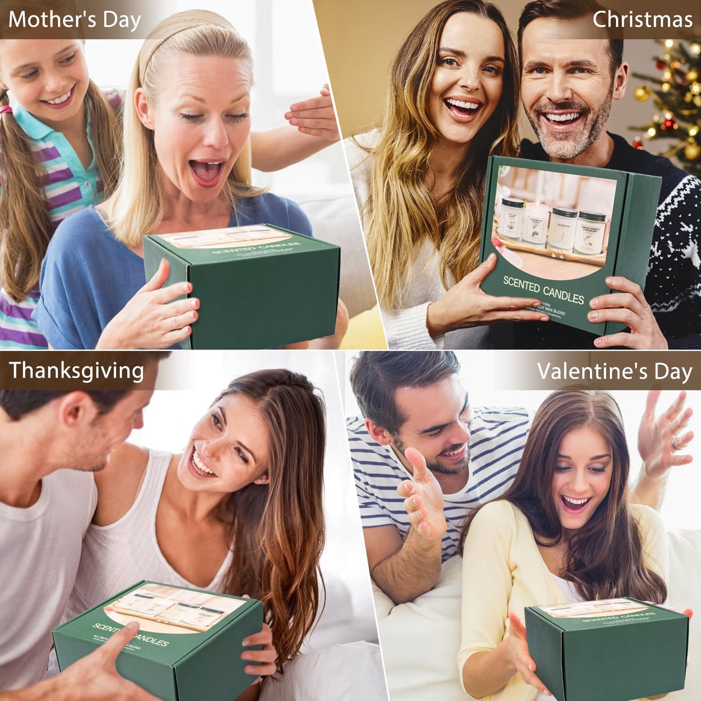 Soy Wax Scented Candle Gift Set, 4 Pack Lavender, Orange & Lemon Scents, Long Lasting Aromatherapy Candles for Home, Relaxing Gifts for Women, Perfect for Holiday, Thanksgiving & Christmas
