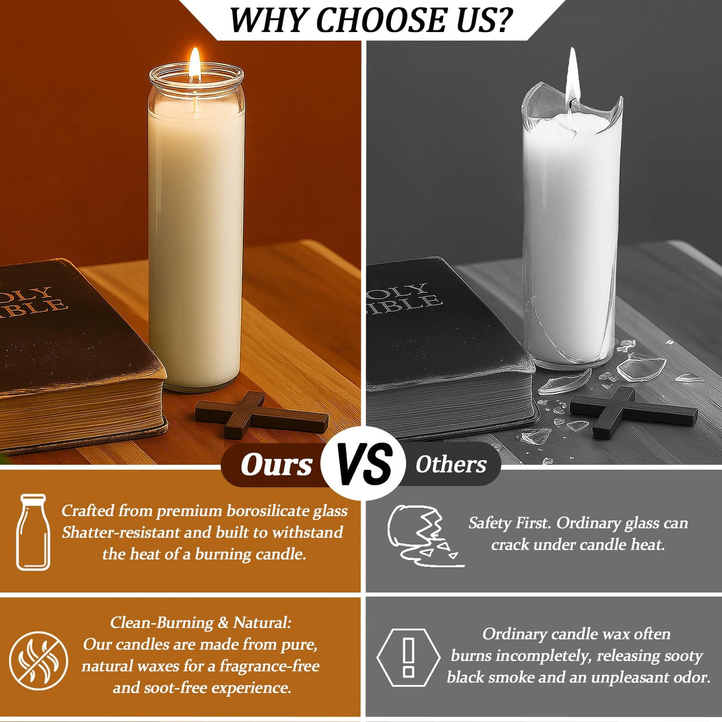 Trxvxo 12 PCS White Candles in Glass, 2 Inch x 8 Inch Unscented Prayer Candle,Suitable for Various Occasions Such as: Memorials, Religious, Catholicism, Churches, Altars, Vigils, etc.