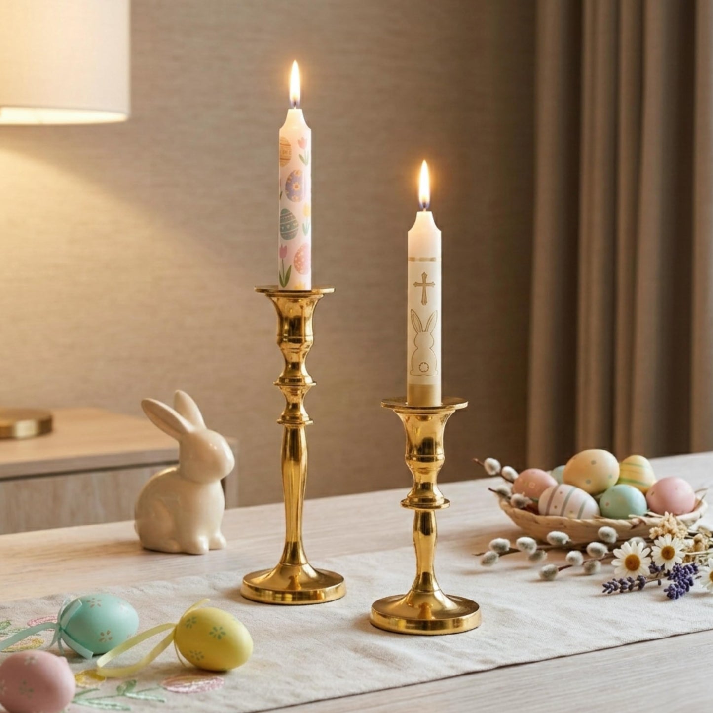 Rely+ Gold Metal Candle Holders for Taper Candlestick Set of 2 8" & 5.5" Tall Decorations for Home Table Centerpiece for Wedding, Parties, Dinners, Decorations