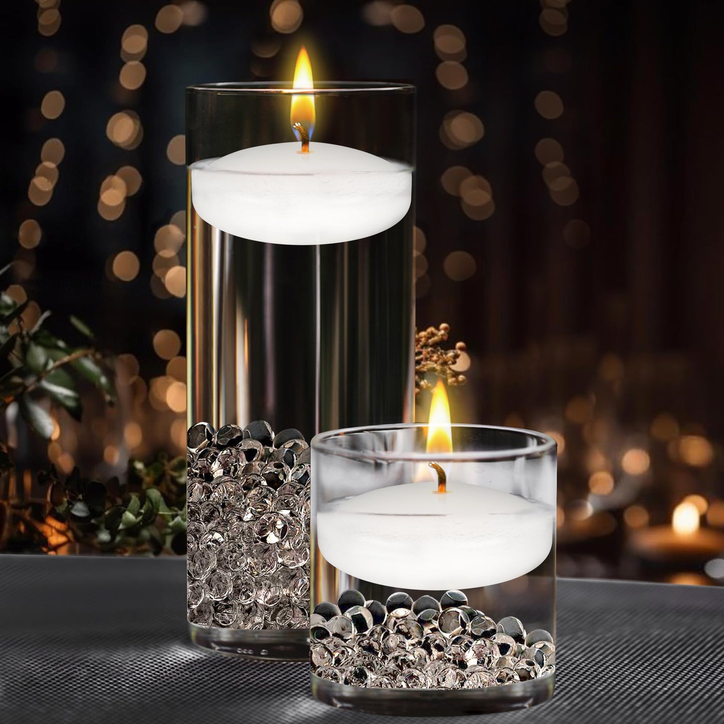 Mega Candles 4 pcs Unscented White Floating Candles, Hand Poured Wax Candle 3 Inch Diameter, Home Décor, Wedding Receptions, Occasions, Festivities, Events, Meditations, Tranquility, Spa