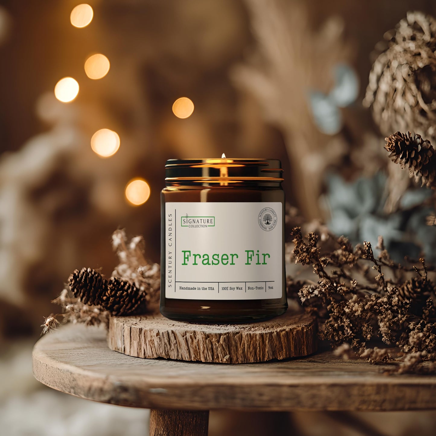 Fraser Fir Pine Scented Candle, Many Scents to Choose from, Christmas Tree Scented, All Natural Non-Toxic Soy Wax, Handmade in the USA (Fraser Fir)