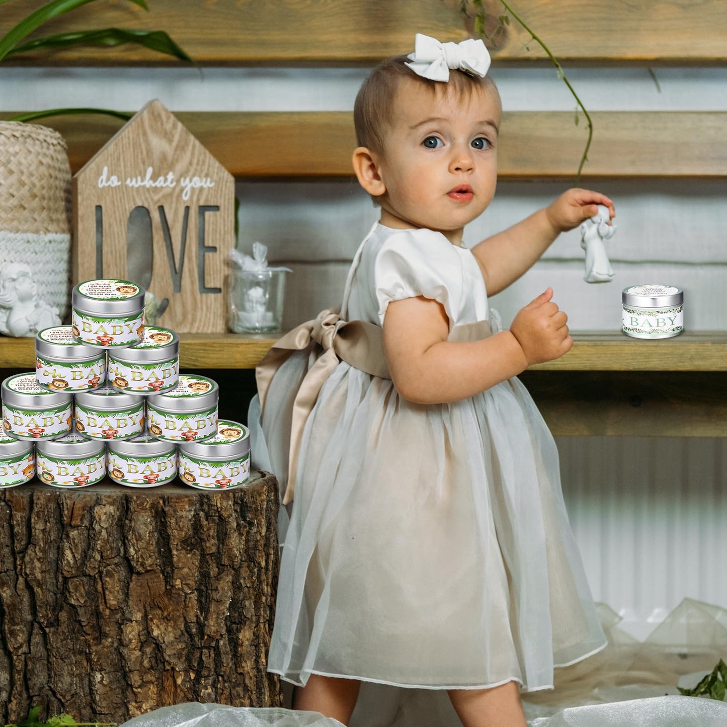 Funtery 12 Pcs Baby Shower Party Favors for Guests Baby Shower Candles Lavender Scented Candle Rustic Tealights Candles Gender Reveal Return Gifts(Animal)