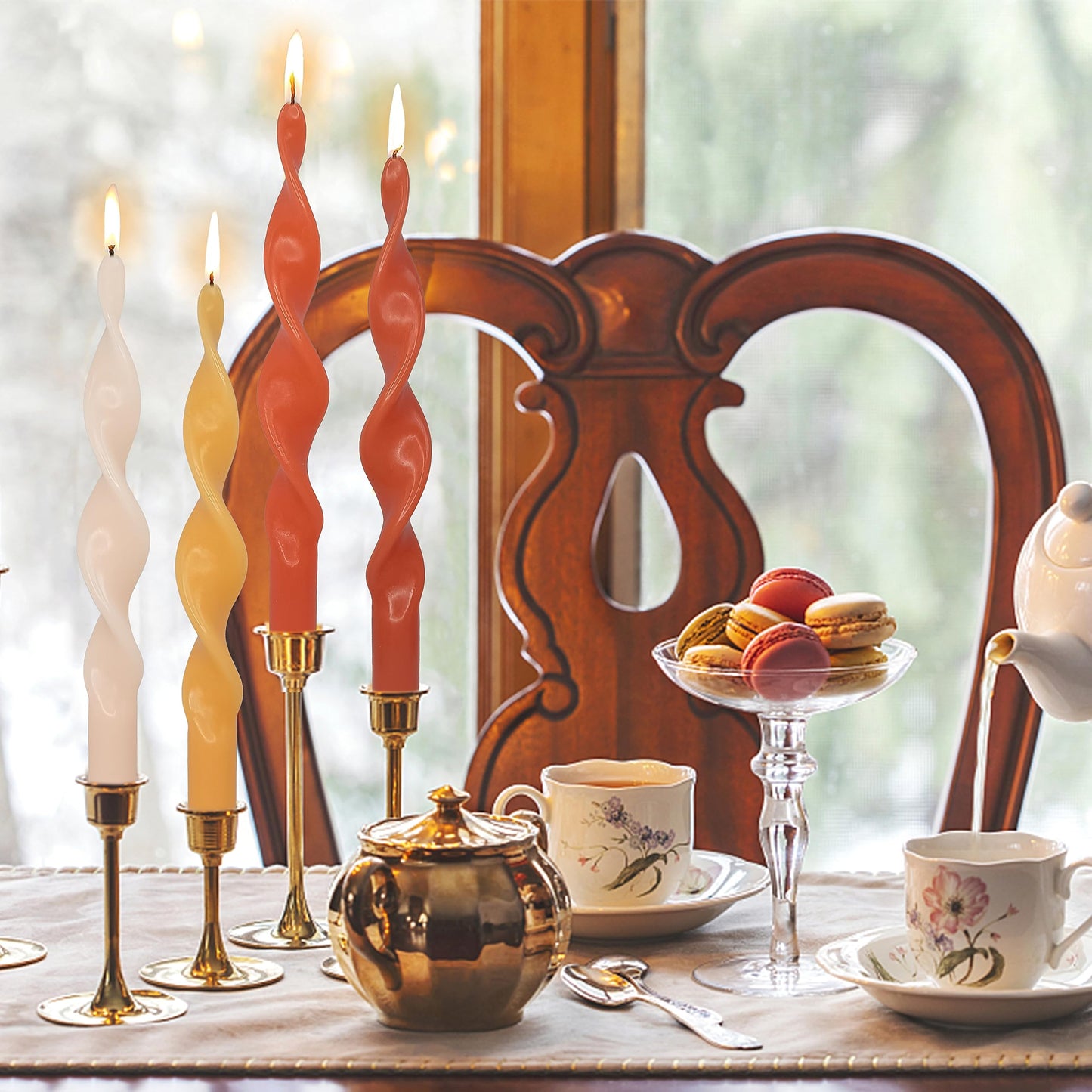 Spiral Taper Candle Long Candlesticks 10 INCH Orange Candlestick Twisted Candles Unscented Candle for Home Décor Weddings Festive Seasons Holiday