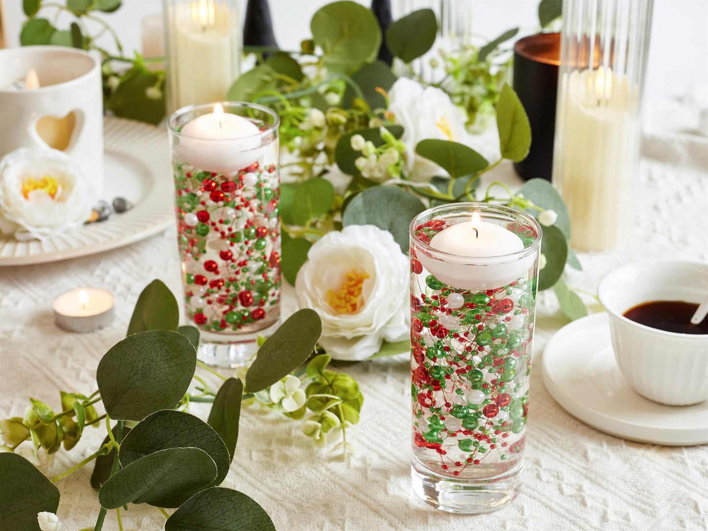 YATOJUZI 30 PCS Artificial Pearl String Vase Filler Floating Pearls for Vases Centerpieces Faux Pearl Beads String Decorations Holiday Christmas Party Decor