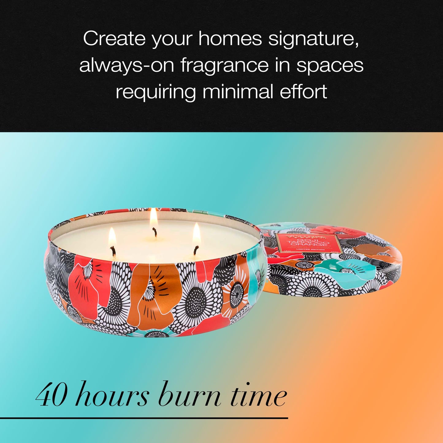Voluspa Limited Edition Goji Tarocco Orange 3 Wick Tin Candle, 12 oz, 40 Hour Burn Time, Coconut Wax for Clean Burning, Handmade in The USA
