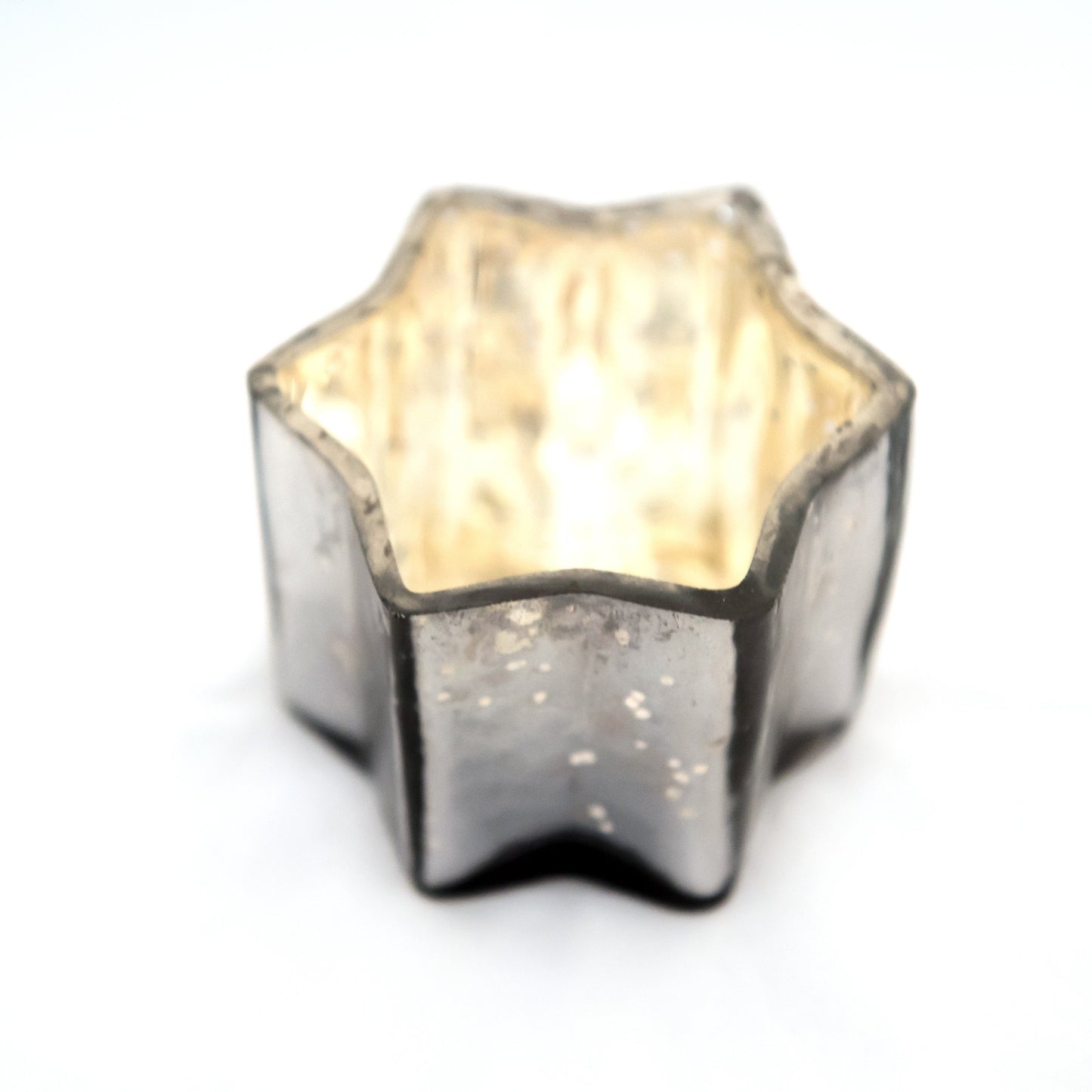 Insideretail Mercury Glass Star Tea Light Holders-with Distressed Gun Metal Foil, 7cm x 7cm x 4.5cm, Set of 12