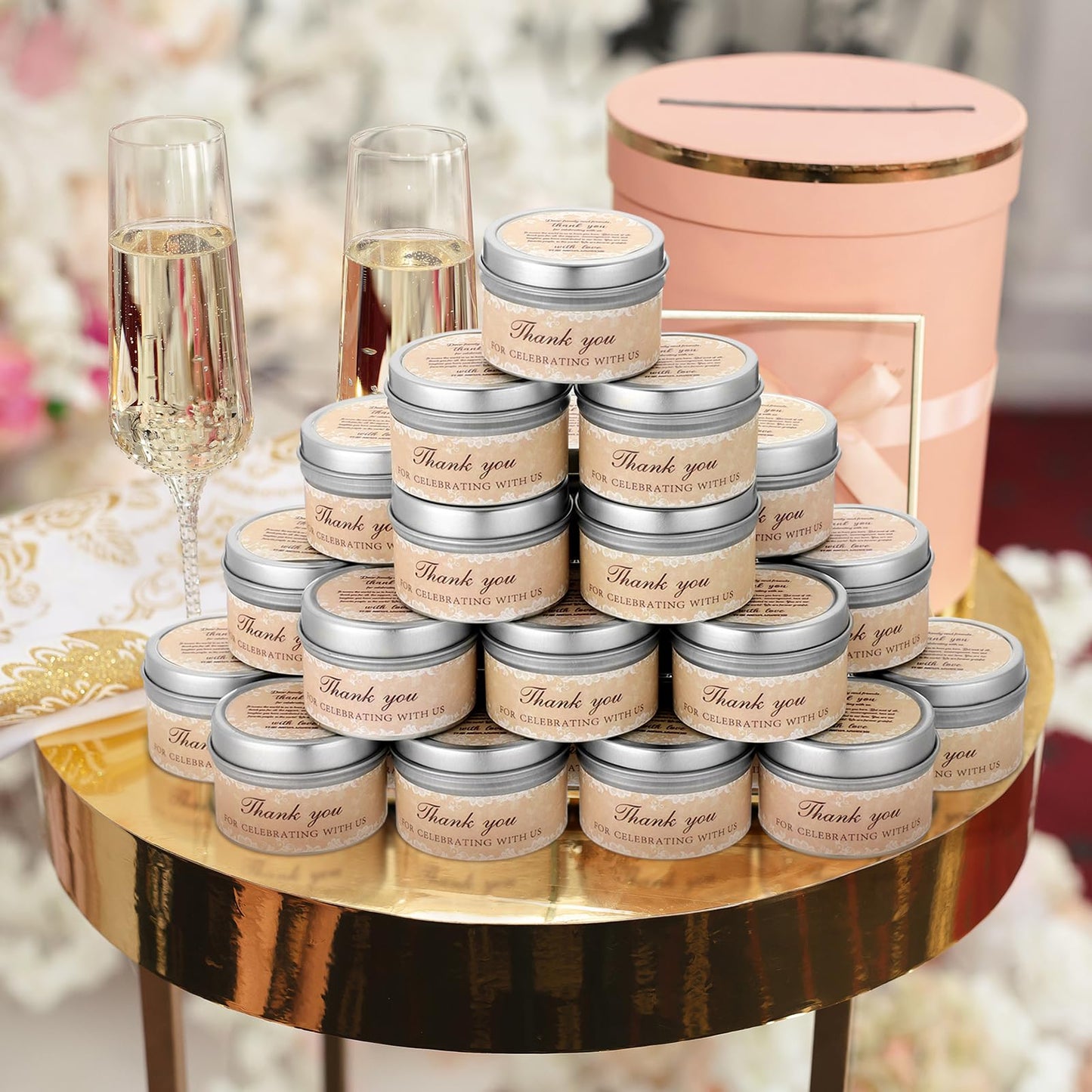 Lounsweer 24 Pcs Wedding Favors for Guests Lace Candles Gifts 1.2 oz Lavender Scented Appreciation Candles Gifts Wedding Shower Party Favor for Guests Thank You Anniversary Souvenirs Tealights Candle