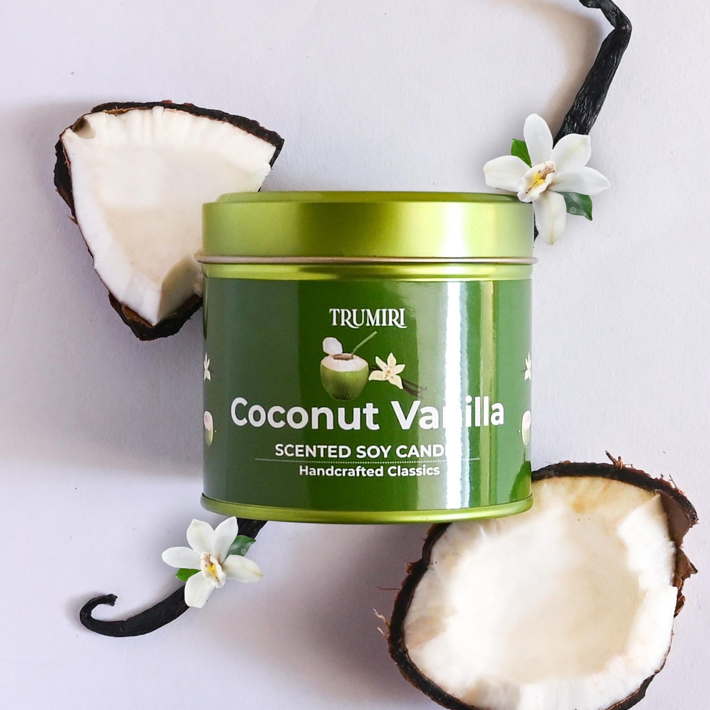 Coconut Vanilla - Aromatherapy Candles for Home Scented - 5oz Natural Soy Wax Clean Organic Non Toxic - Long Lasting Highly Scented with Essential Oils - Gifts for Women Relaxing Spa Beach Bathroom
