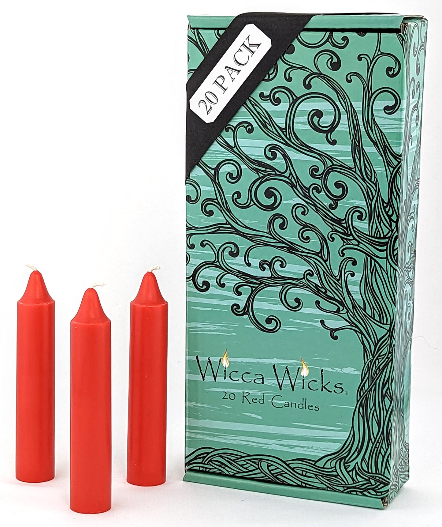 Wicca Wicks - 20 Red Candles | 4 inches Tall & 3/4 inch Diameter | Witchcraft Supplies for Your Personal Wiccan Altar, Spells, Charms & Rituals | Witchy Room Decor | Taper Candlesticks (Red)