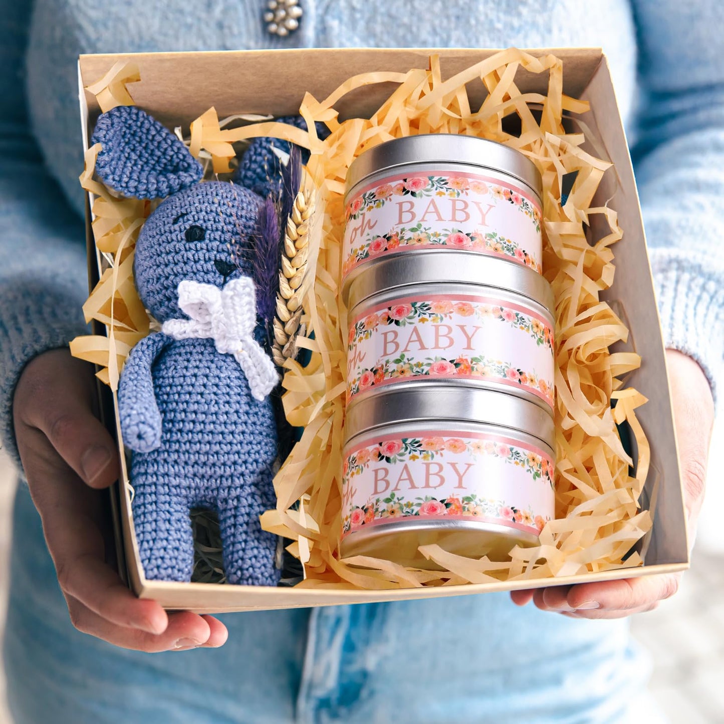 Funtery 12 Pcs Baby Shower Party Favors for Guests Baby Shower Candles Lavender Scented Candle Rustic Tealights Candles Gender Reveal Return Gifts(Floral)