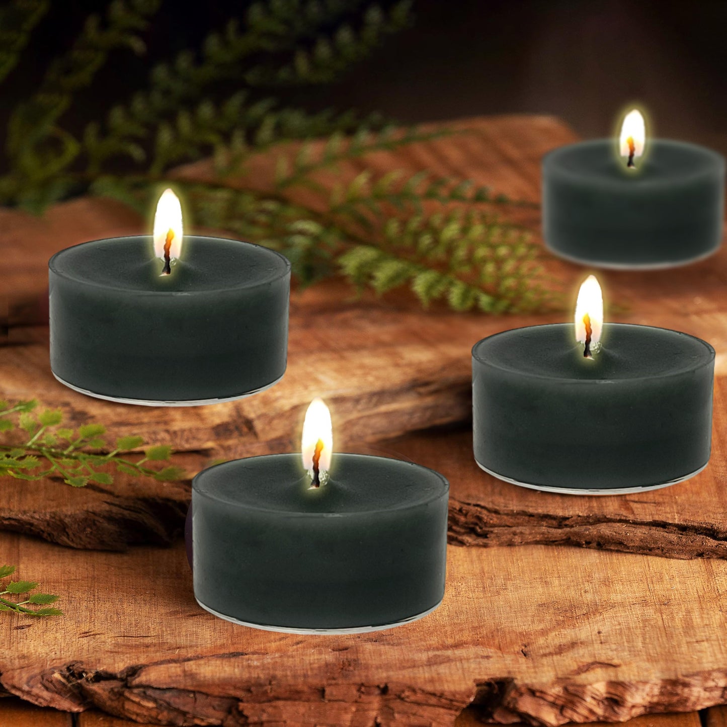 Tea Lights Black Tea Candles Set of 24 – Tealight Candles with Sandalwood Scent, Long Burning Handmade Tealights for Wedding Meditation Home Decor Gift