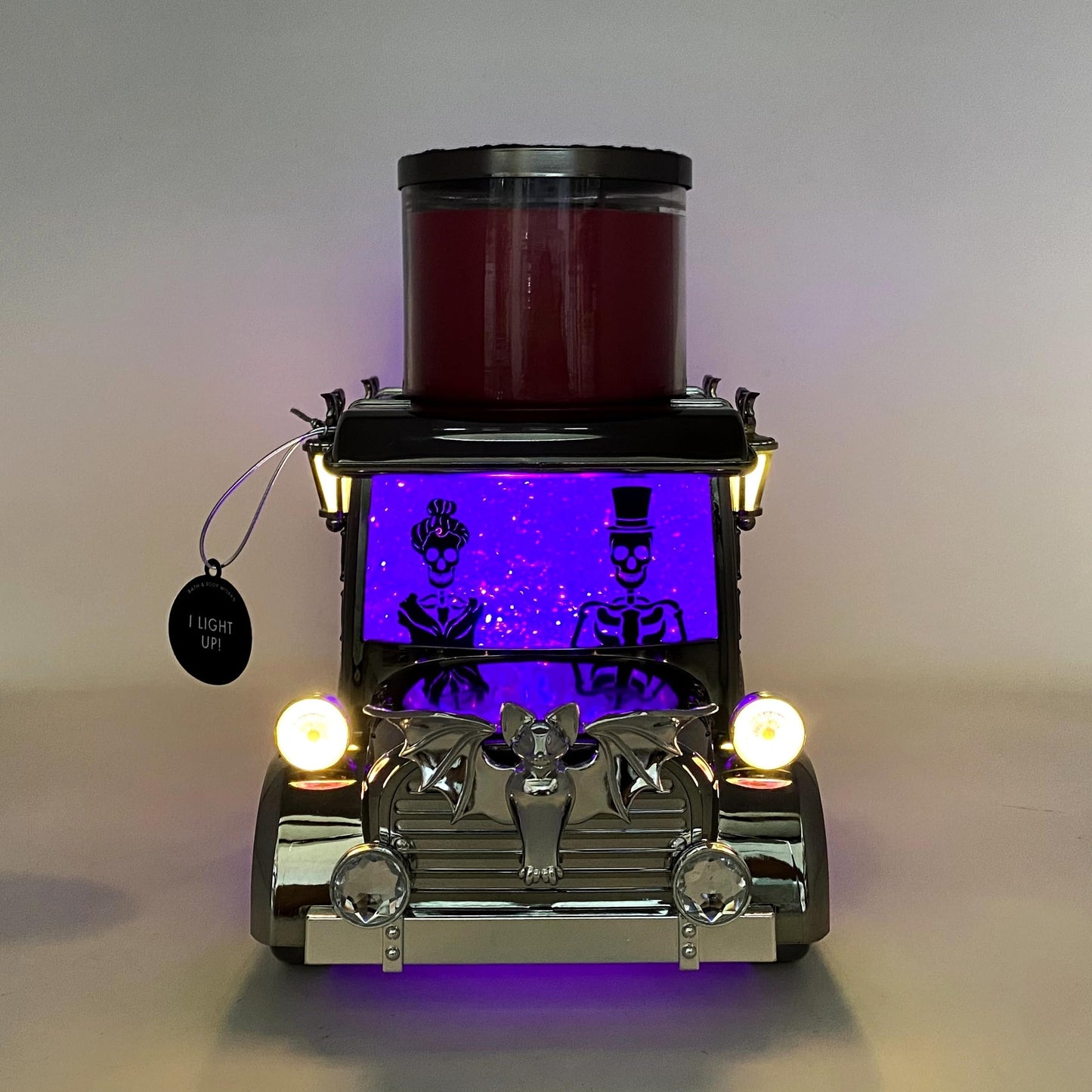 Bath & Body Works Light-Up Hearse Waterglobe 3-Wick Candle Holder with a Natural Oats Sample Soap