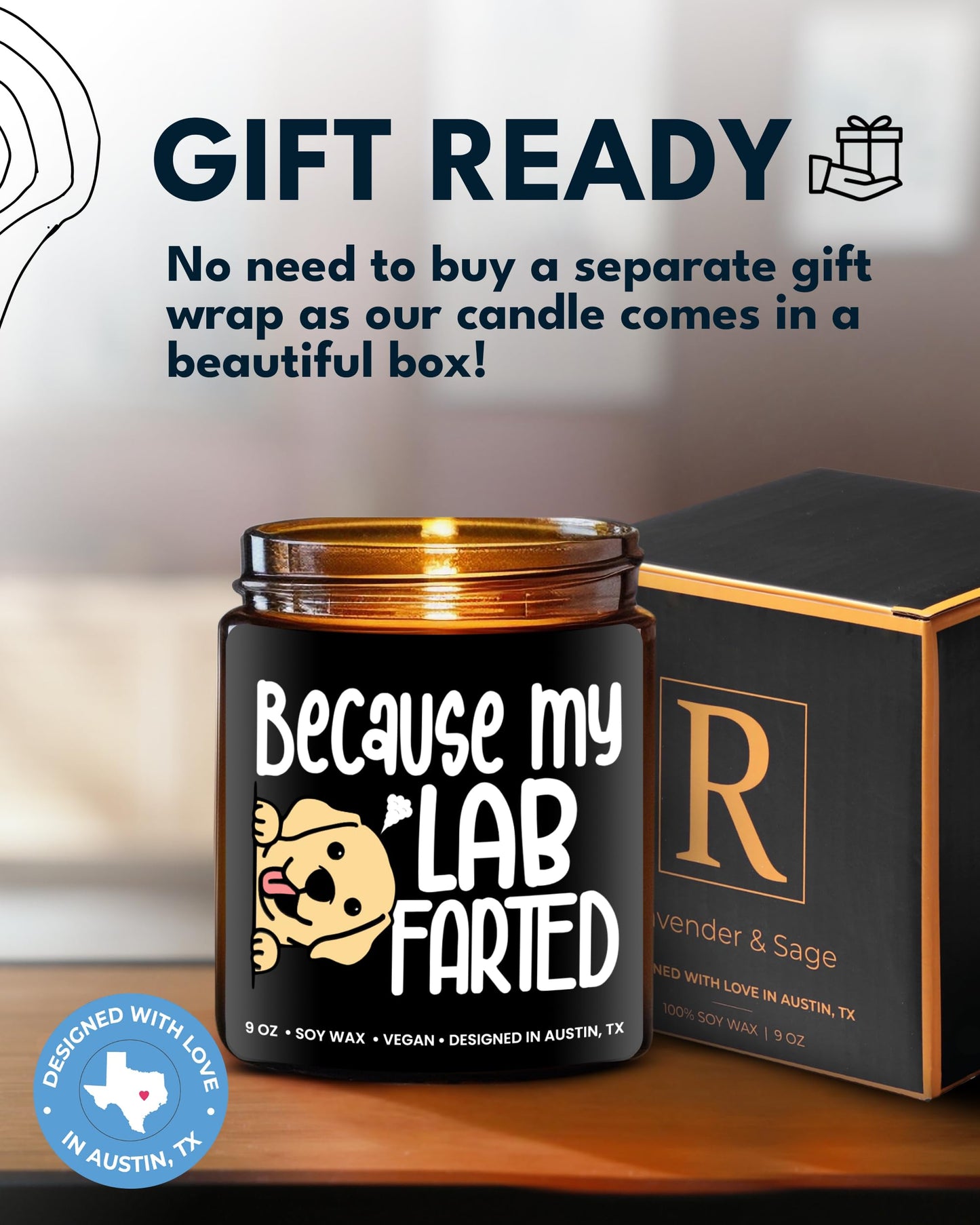 Funny Lab Candle, Labrador Retriever Gifts for Women and Men, Unique Funny Lab-Themed Gift Ideas, Best Present for Pet Lovers, Perfect Present for Dog Mom and Dog Dad, Birthday, Christmas, Gift-Ready