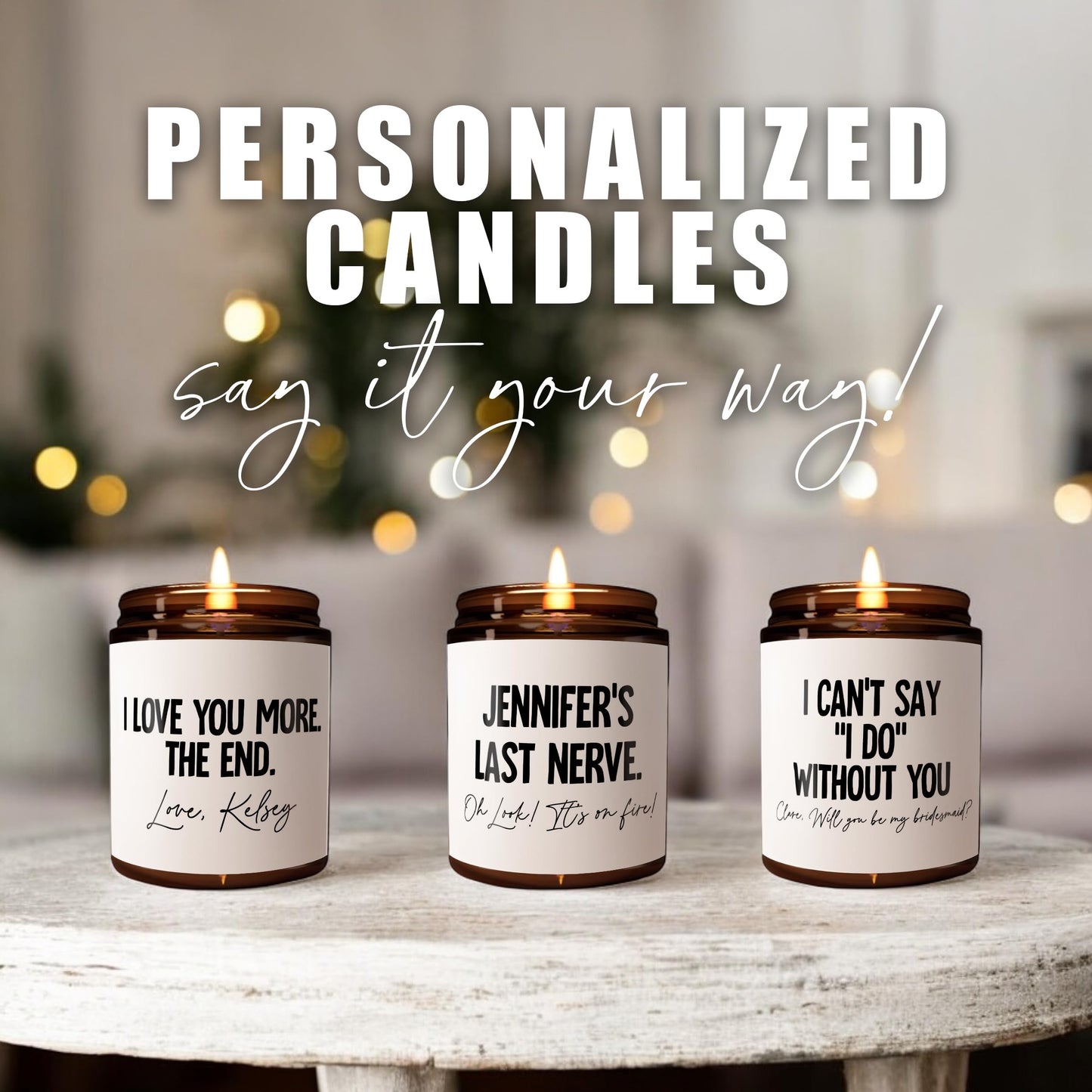 Candle Maker Dude Custom Create Your Own Candle - Personalized 40+ Scents 100% Soy Wax - Perfect for Birthdays, Anniversaries, Christmas, Weddings & More (White Label - Amber Jar)