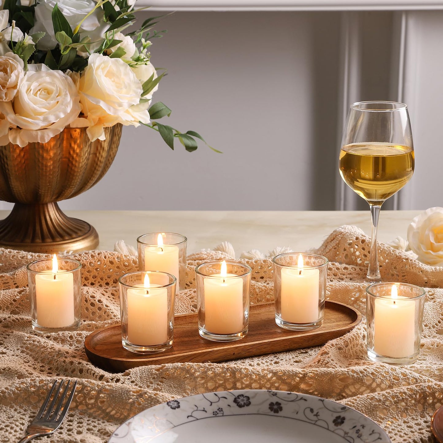 BTGLLAS 72pcs Clear Glass Tea Light Holders - Votive Candle Holders Bulk for Weddings Events - Glass Votives for Wedding Centerpieces, Christmas, Thanksgiving - Candle Accessories Decor (72, Clear)