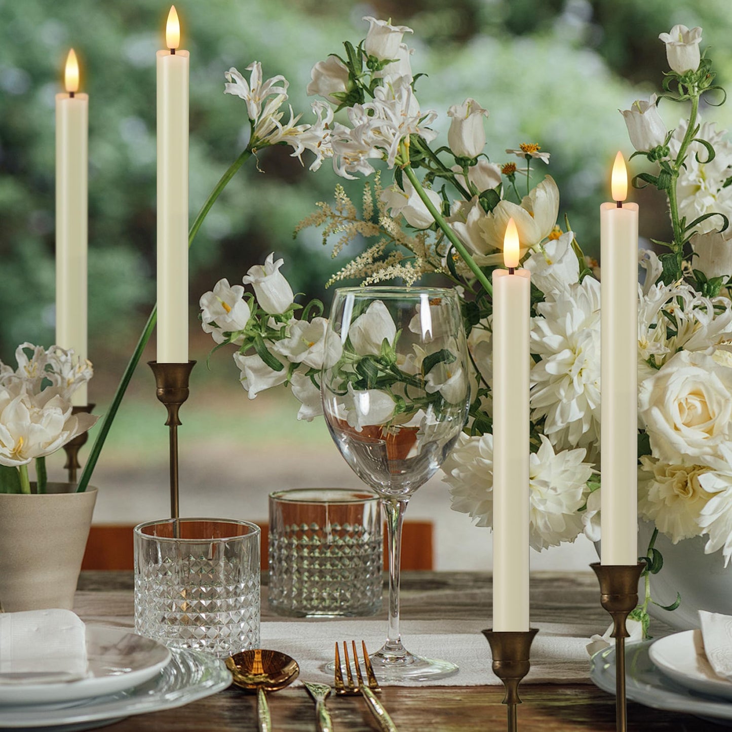 Flameless Taper Candles Battery Operated, Ivory LED Candles with Flickering Flame, 10.23" Plastic Electric Candlesticks, Remote Control & Timer for Home, Wedding, Christmas Decoration (Set of 8)
