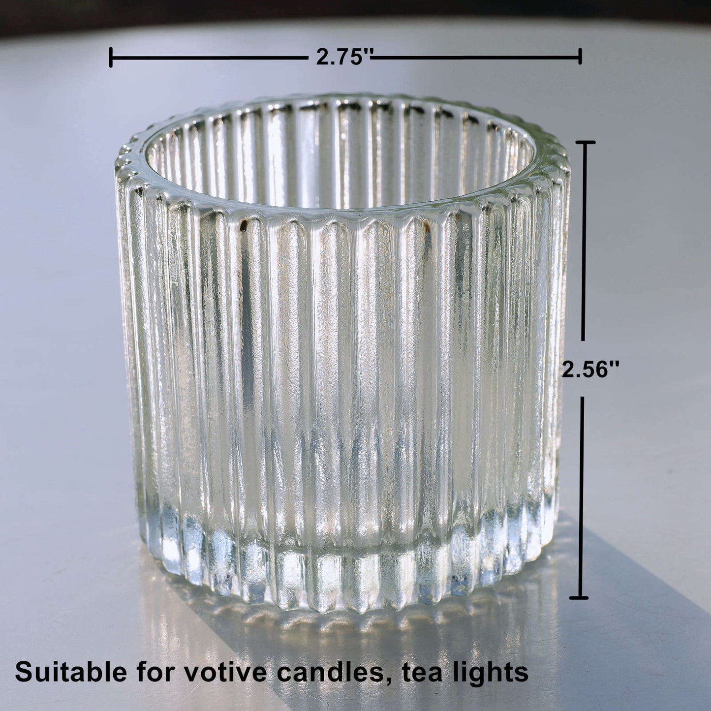 VOHO Clear Votive Candle Holders Set of 6, Glass Votive Candle Holder for Wedding Party, Glass Tealight Candle Holder for Table Centerpiece(2.75'' x 2.56'', Clear)