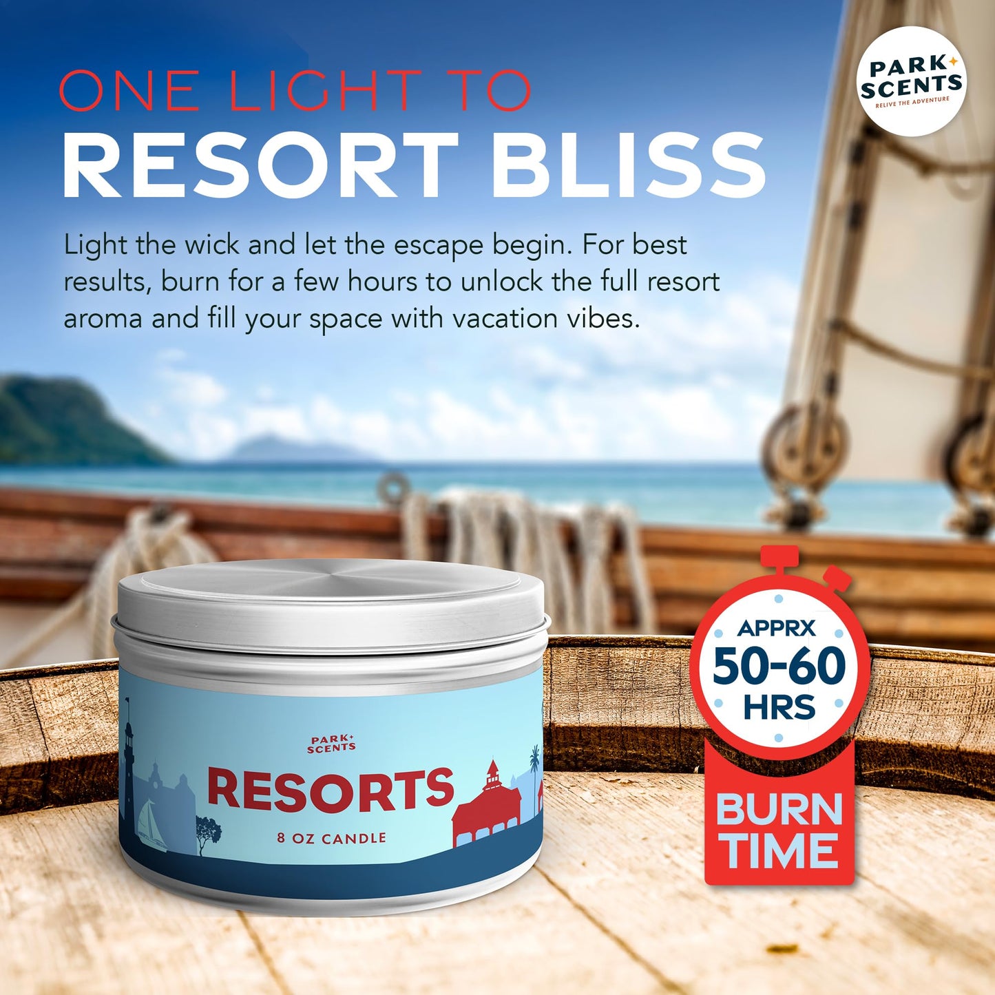 Park Scents Resorts – Floridian Theme Park Luxury Hotel Candle – Clover, Aloe, Citrus & Daisy Scented Candles for Home – 8oz Vegan Soy Wax Blend, Birthday Gifts for Women, Hostess, Sister, Best Friend