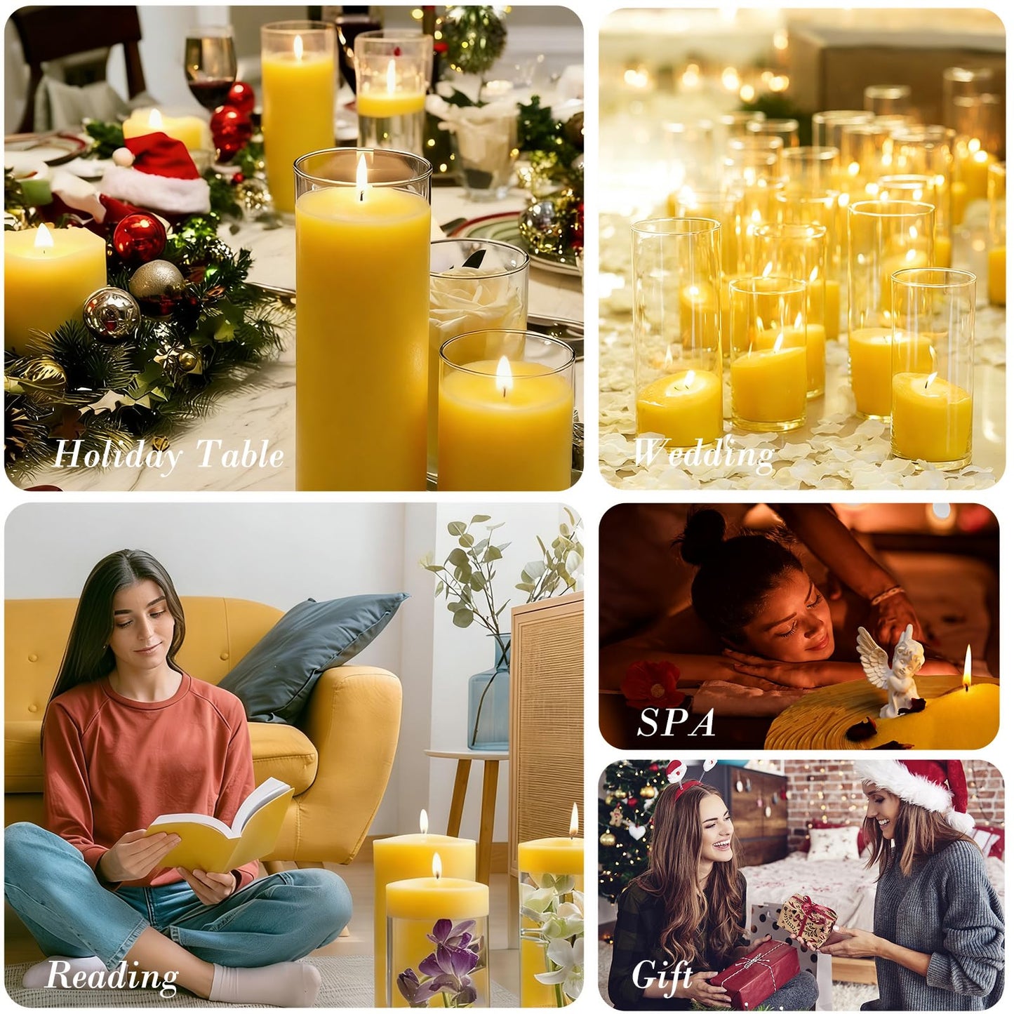 Aufien Candle Sand with Wicks, 21.4 Oz Pearled Candle, DIY Bead Powder Sand Wax Making kit Refillable Non Toxic for Handmade, Mother's Day Wedding and Halloween Christmas Decorations Yellow