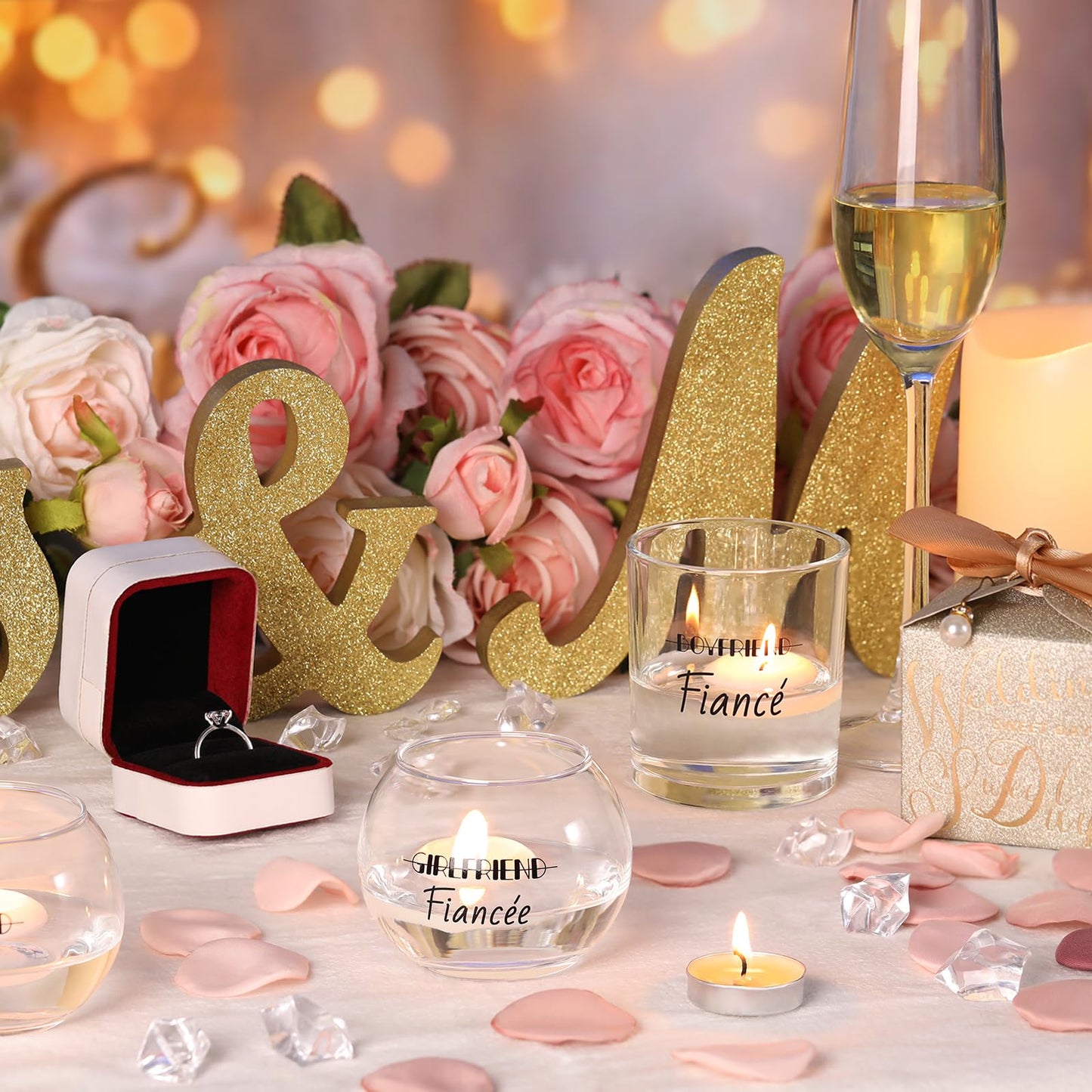 HAVITI 12PCS Votive Candle Holders Engagement Gifts for Couples, Glass Tealight Candle Holder, Floating Candle Holders for Engagement Centerpieces Dinner Party Table Decor