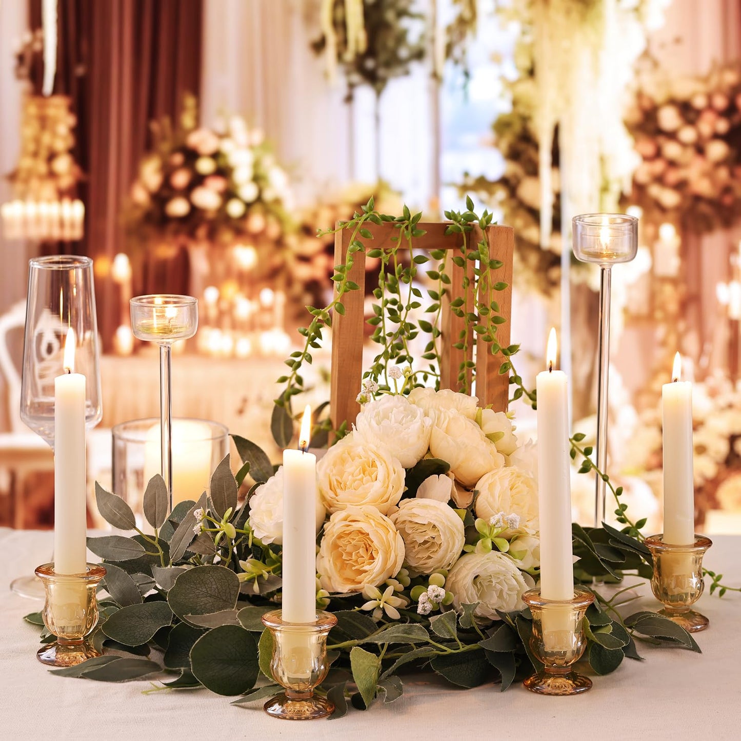 Letine Gold Candlestick Holders Set of 12-2.5" H Taper Candle Holders Bulk -Gold Glass Candle Holder for Valentine's Day, Christmas, Rustic Wedding Centerpieces, Party Decor
