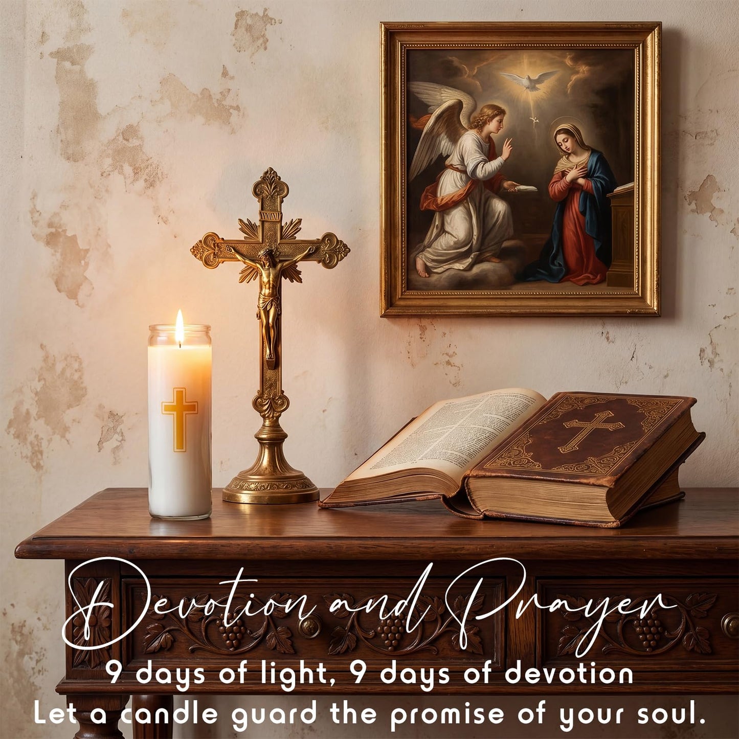 MTLEE 4 Pack Prayer Candles Clear Glass 9 Day Devotional Pillar Candles with 120 Hours Long Burn Time, Religious Candle Catholic for Memorials, Vigil, Meditation Church and Emergency Use