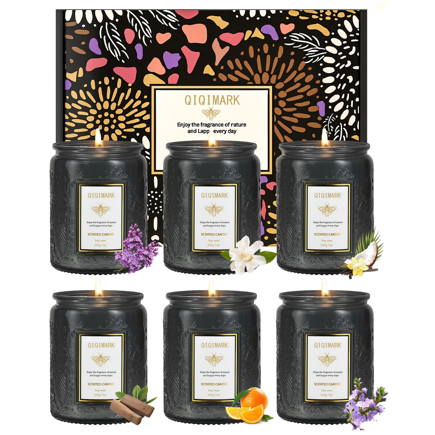 Candles for Men Gift Set, 6 Pack Masculine Scented Soy Candles, 300 Hour Long Lasting Aromatherapy Candle Set, Luxury Home Fragrance Gifts for Men, Dad, Husband, Birthday, Fathers Day