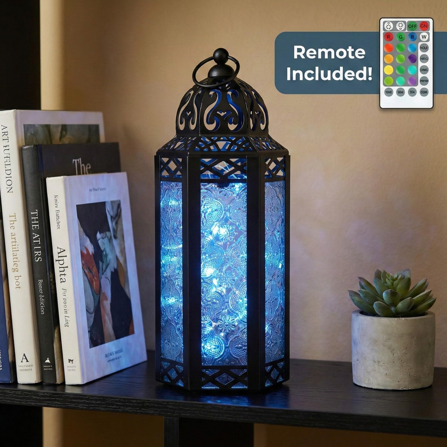 Vela Lanterns Decorative Indoor Moroccan Candle Holder & LED Fairy Lights -Twinkle Turkish Lamp, Fantasy Home Decor Table Centerpieces, Hanging Outdoor Patio Porch Wedding Ramadan (10.5", Multi)