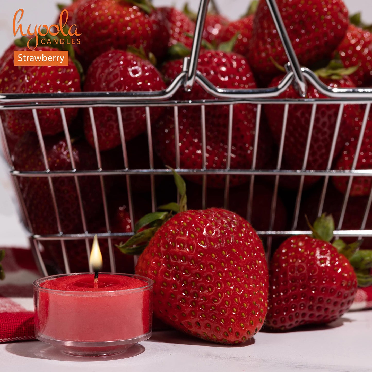 HYOOLA Scented Tealight Candles - Clear Cup - Strawberry Tealight Candles Scented - 6 Hour Burn Time - 15 Pack - European Made
