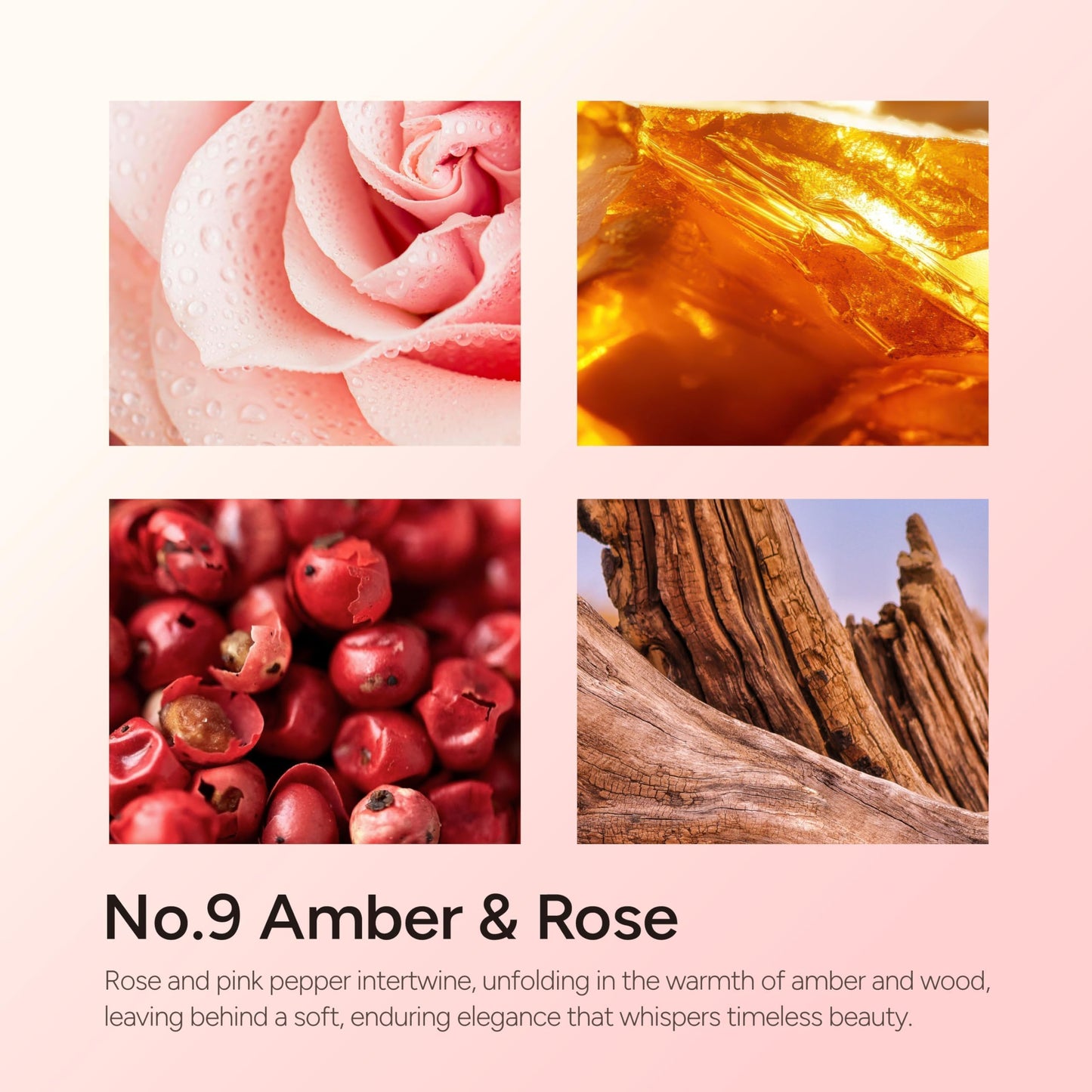 LUMELOOM Amber & Rose Luxury Scented Candles, 9oz Soy Wax Candles for Home Scented, Rose, Wood, Amber Scent, Long Burning Time, Gifts for Women, Friends, Men, Sister, Mom, Teacher