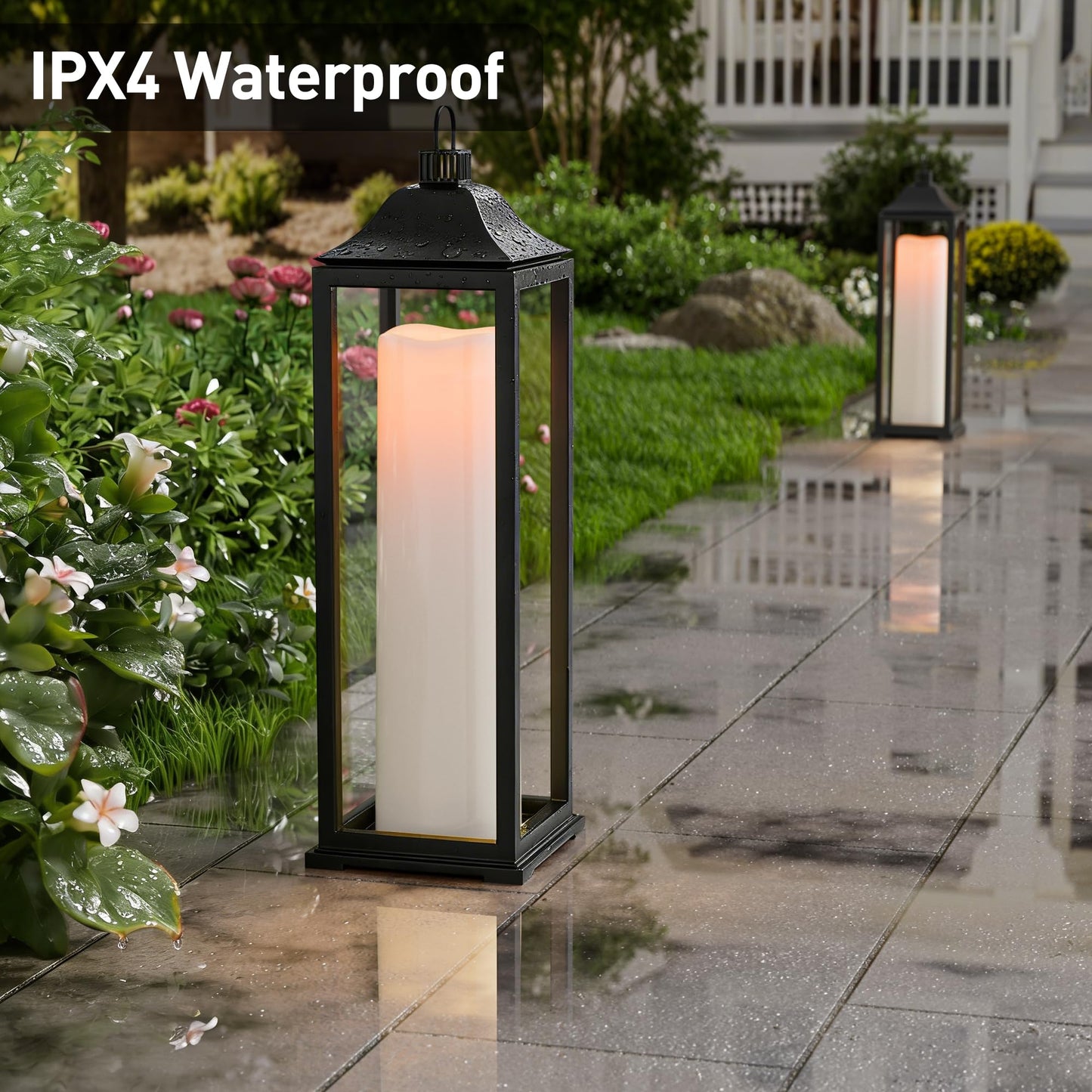 14"×4" Large Outdoor Candles with Timer Waterproof LED Flameless Pillar Candles Battery Operated with Remote Flicking Plastic for Home Decoration Porch Patio Wedding Fireplace Lantern, White