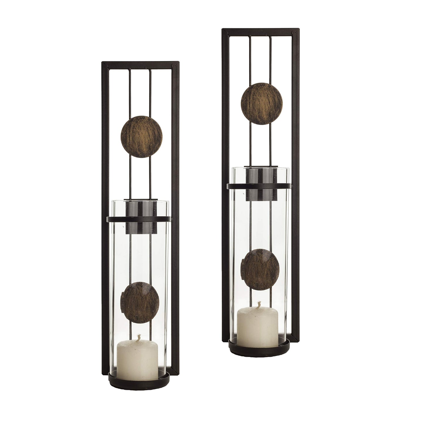 Danya B Set of Two Wall Sconces, Metal Wall Décor, Antique-Style Metal Sconce for Home, Patio or Office – Decorative Metal Wall Scone, Candle Holder, Real or Battery Operated Candles