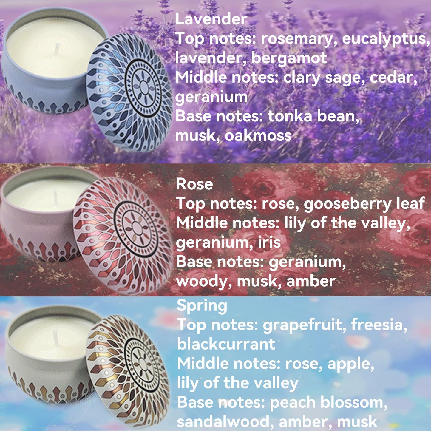 Scented Candles Gift Set, Soy Candles Non Toxic, 8% Essential Oils, 6PCS