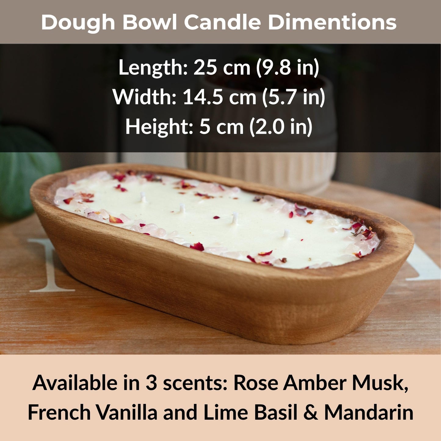 Elegant Hand Poured Wooden Dough Bowl Candle, Jar Candle Rose Amber Musk, Beautiful Centerpiece, Uniquely Yours, a Gift of Distinction.