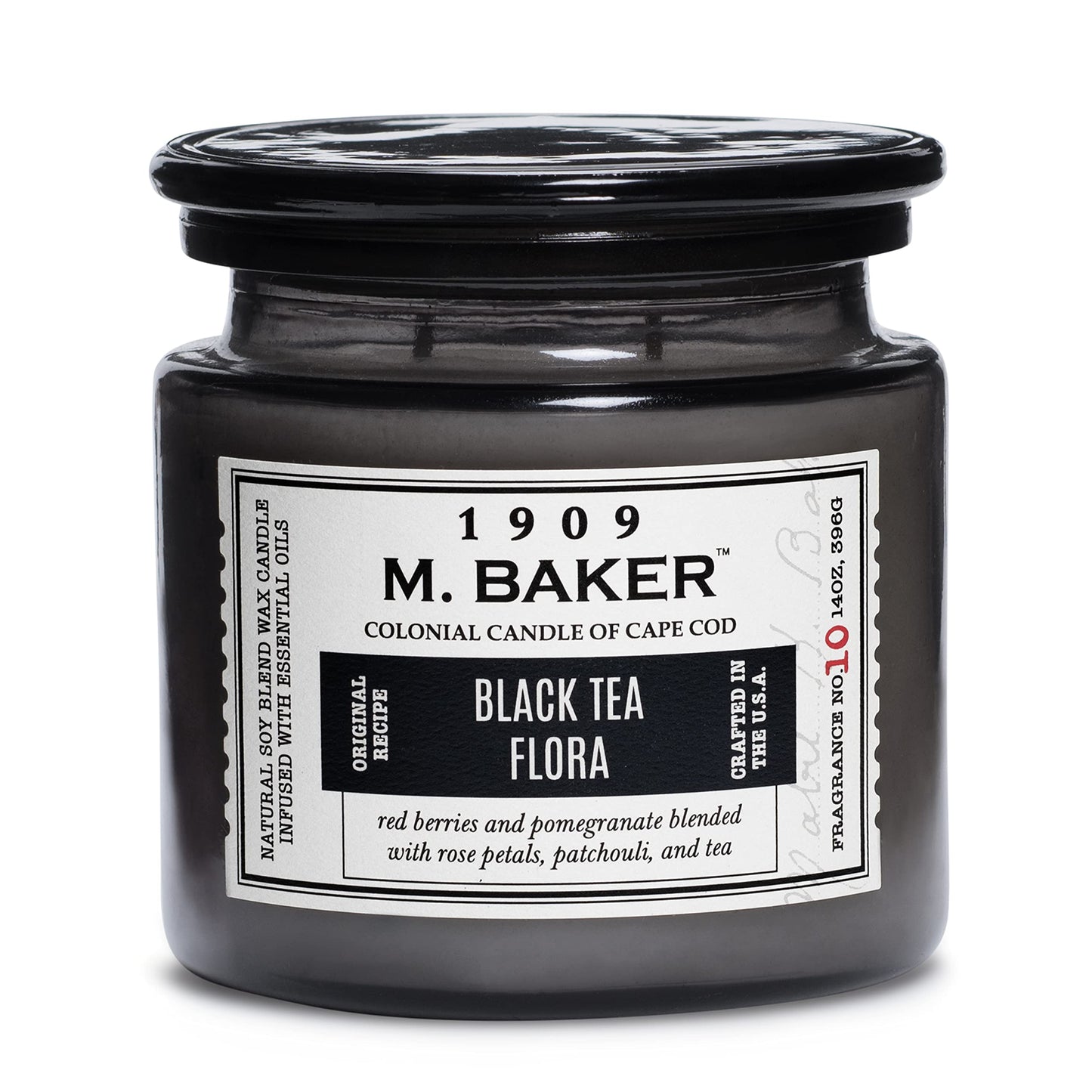 Colonial Candle Black Tea Flora Scented Jar Candle | 2-Wick Natural Soy Blend Wax Candle for Home | Relaxing Aromatherapy Candle Infused with Essential Oils | M. Baker Apothecary Glass Jar Candle