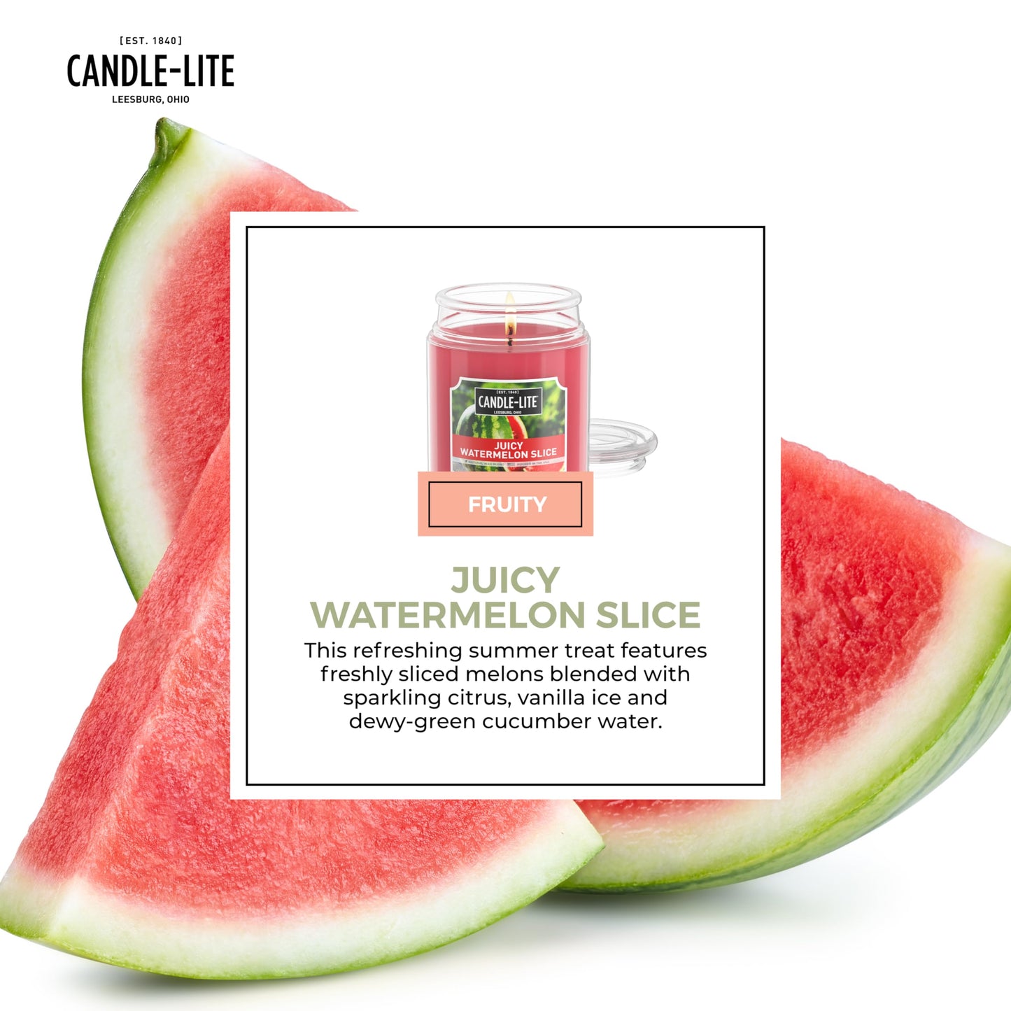 Candle-lite Scented Candles, Juicy Watermelon Slice, 18 oz Jar, Proudly Poured in The USA, Aromatherapy Candle, Single-Wick with 110 Hours of Burn Time, Perfect for Creating a Refreshing Ambiance
