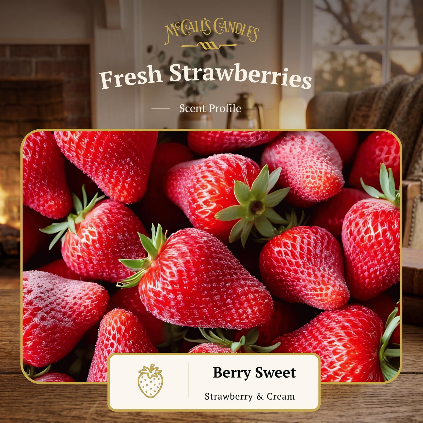 McCall’s Candles | Fresh Strawberries | 18 oz Scented Candle | Indulgence Collection | USA-Poured | Double Wick | Grooved Jar with Carrying Handle | Light & Juicy Farmstand Fragrance