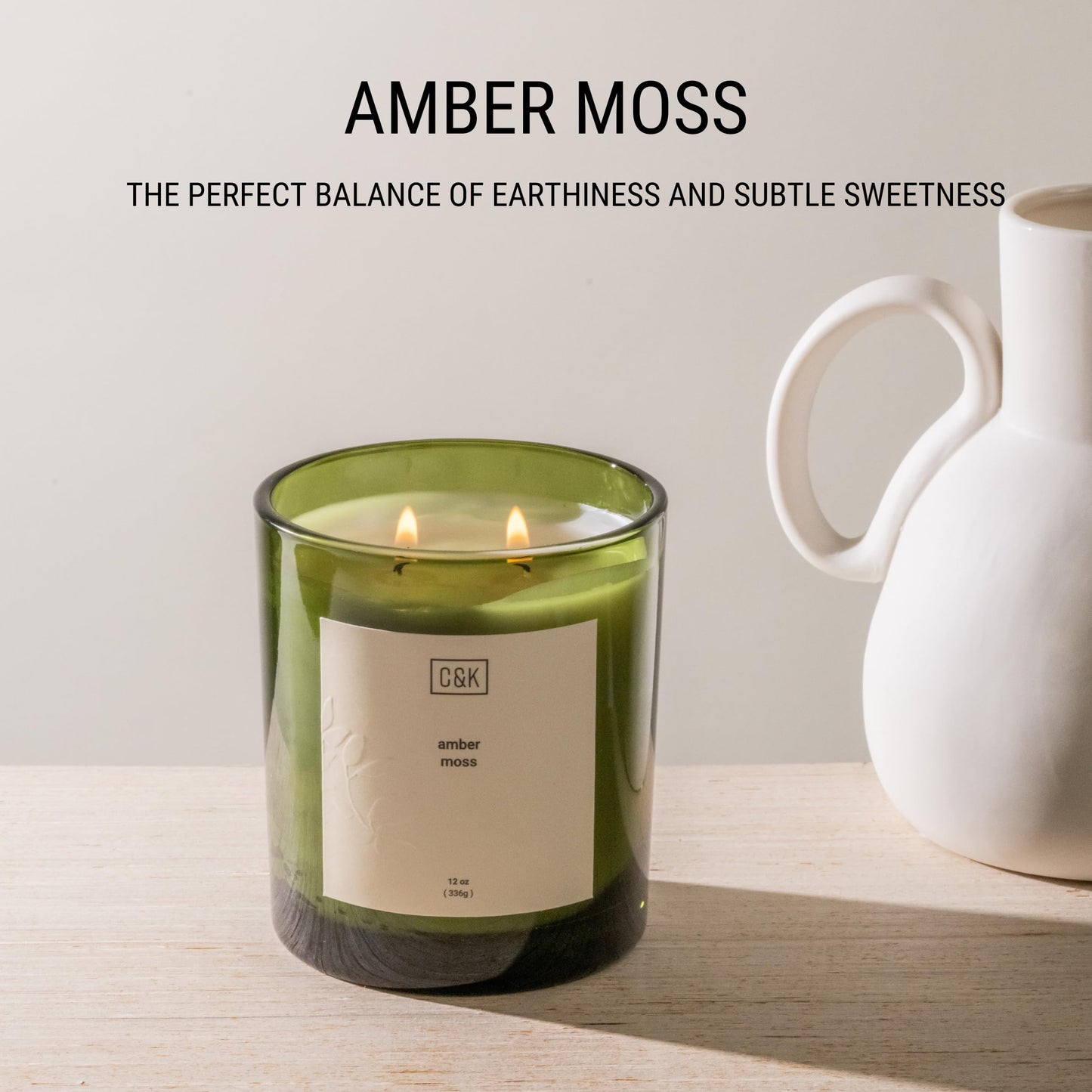 Craft & Kin 12oz Amber Moss Candle for Home | Premium Green Winter Scented Candles for Men | Made with Natural Soy | Holiday Candles Gifts for Men and Women | Nature Collection