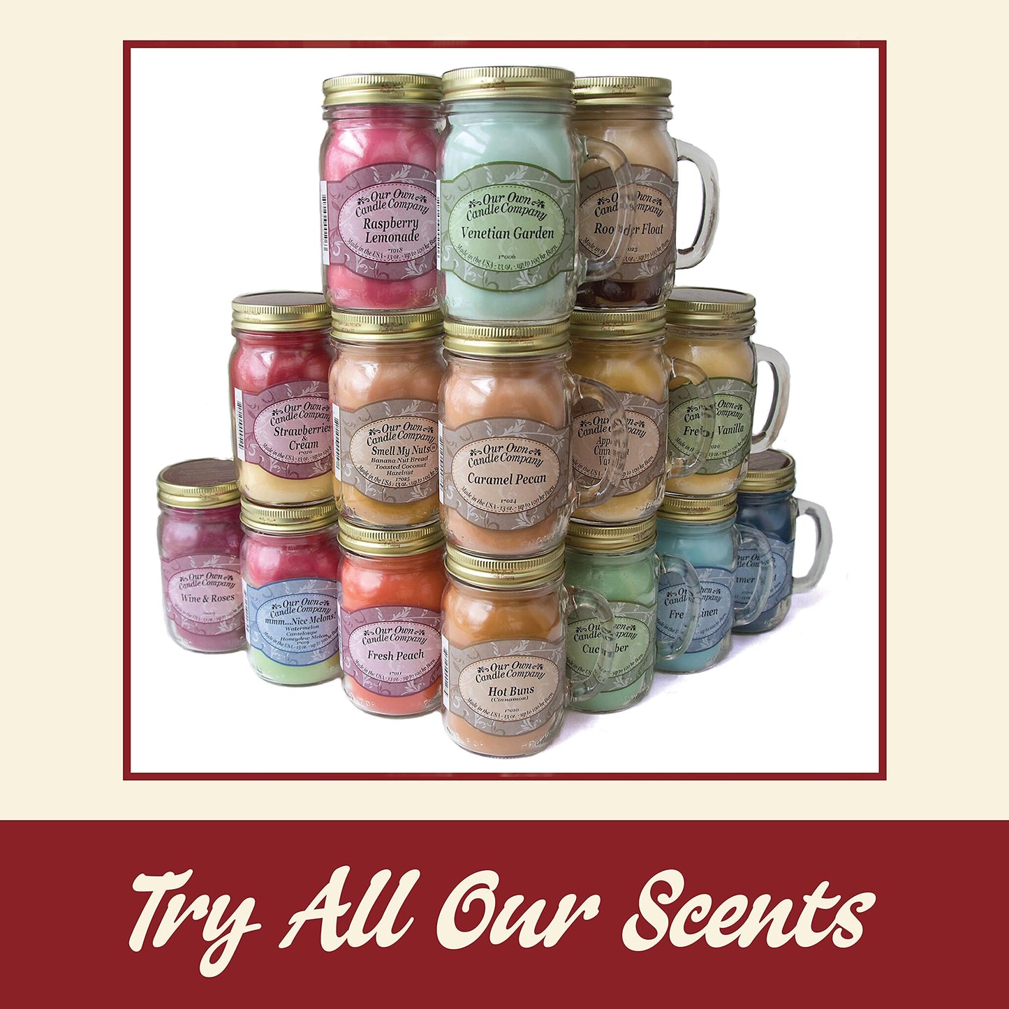 Our Own Candle Company, Cinnamon Scented Mason Jar Candle, 100 Hour Burn Time, 13 Ounces
