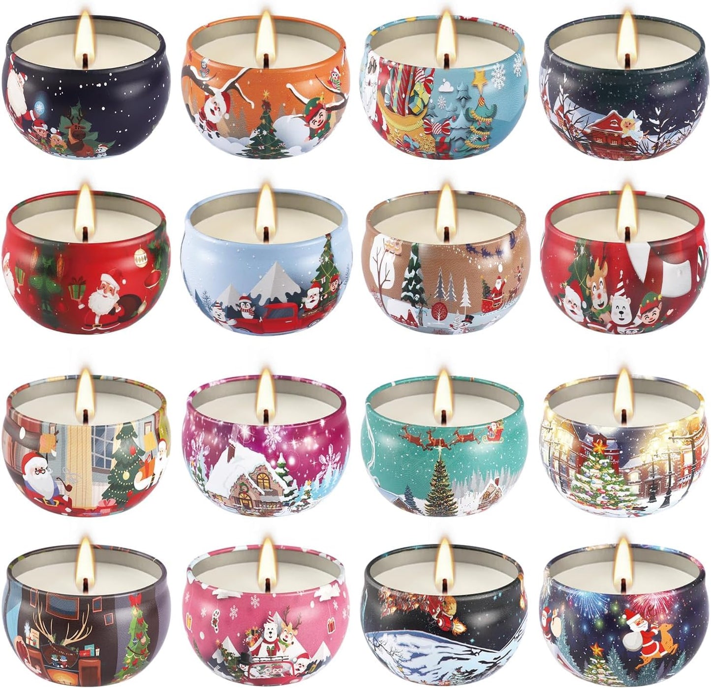 WPONSZU 16Pack Christmas Scented Candles,Candvent Calendar 2025, Gift Set 2.5oz Strong Fragrance Aromatherapy Candles,Portable Travel Tin Jar Candles Gifts for Home Scented Decoration Valentine'sDay
