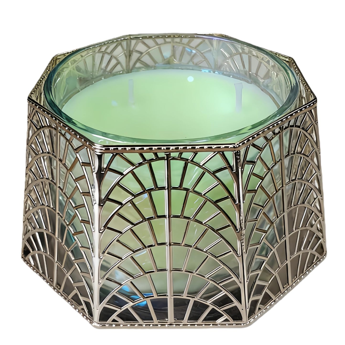 Dorephine 3 Wick Candle Holder, Shell Design Candle Jar Holder for 4-Inch Diameter Jars (5.25" D x 3.5" H), Rose Gold Metal, Coastal Decor