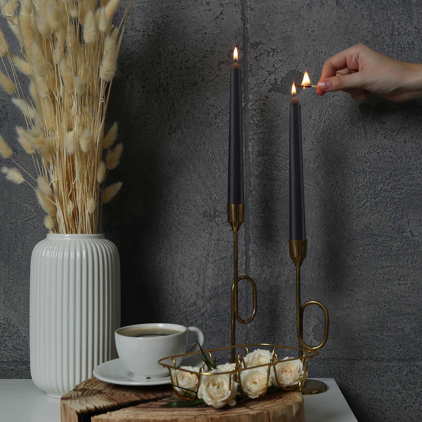 Black Taper Candles 10 inch (H) Dripless, Set of 8 Unscented and Smokeless Taper Candles Long Burning, Paraffin Wax with Cotton Wicks for Burning 8 Hours Time
