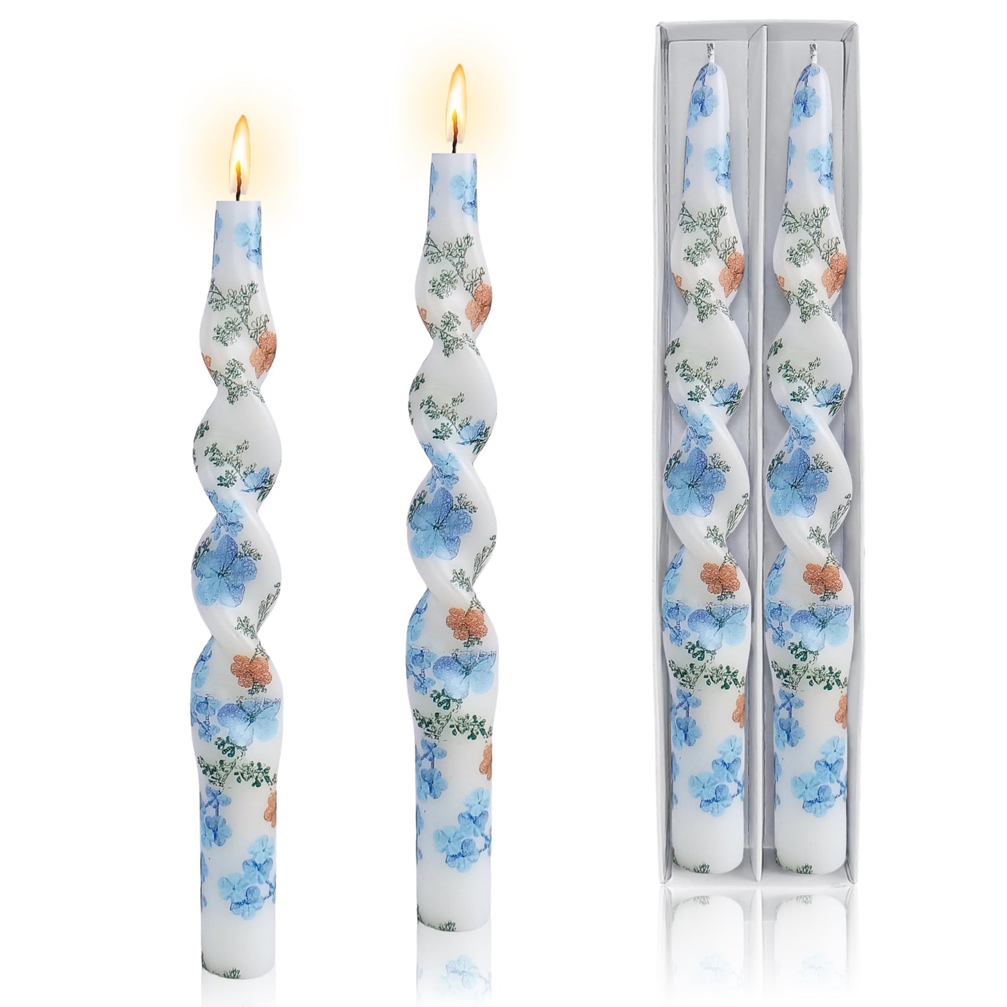 Spiral Candles Printed Candlestick Set of 2 Short Taper Candle Twisted Candlesticks Tapered Candles for Home Wedding Women Gifts