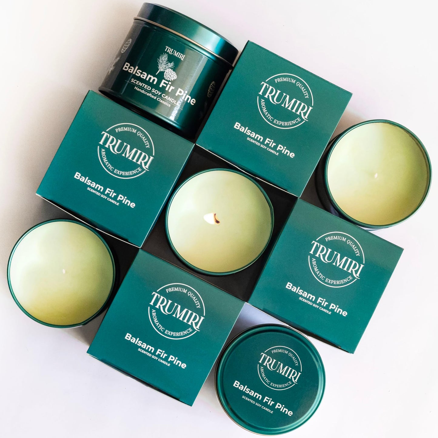 Balsam Fir Pine - Soy Candles for Home Scented - 5oz Natural Clean Non Toxic - for Fall Winter Christmas Holidays - Long Lasting Highly Scented Pet Safe Luxury Tin - Velas Aromáticas para el Hogar