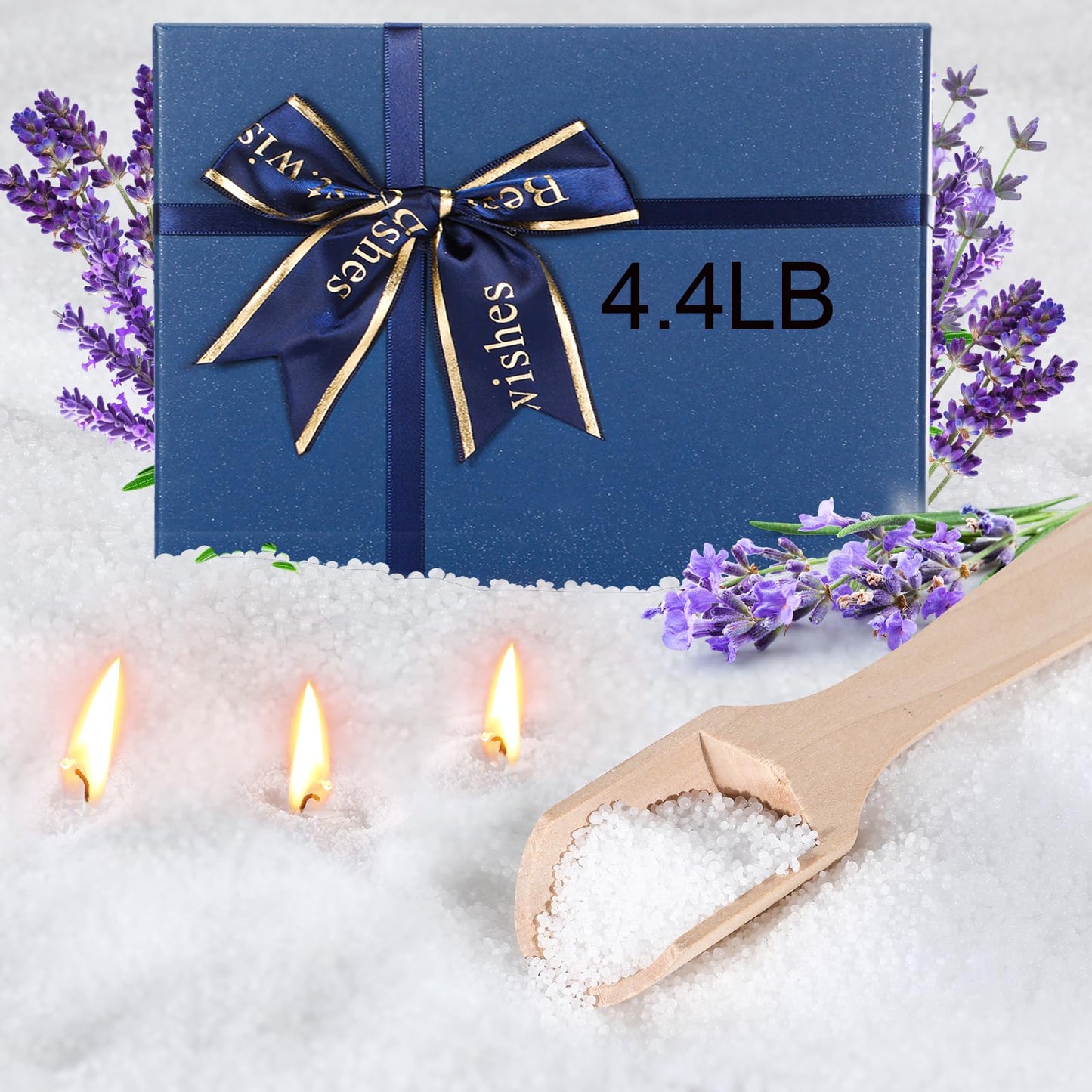 MTLEE Pearled Candle 4.4 Lb/70oz Graduation Gifts 2026 Lavender Scented Sand Candle Kit Include 100 Wicks, Bow Gift Box, Spoon Reusable Pearled Wax for DIY Kit Birthday Gift Housewarming Home Decor