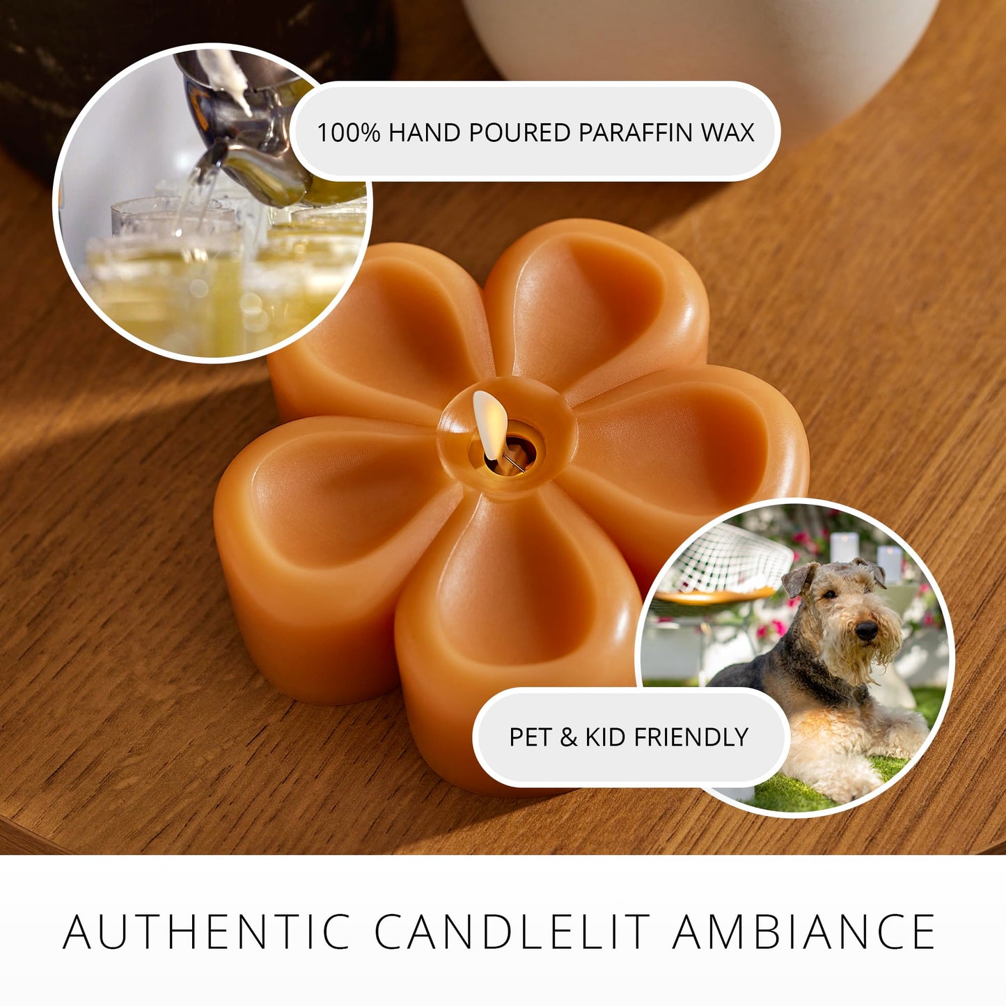 Luminara - Flameless Flickering Moving Flame Nature-Inspired Battery Operated LED Décor - Spring Summer Collection - Sunlit Honey Flower Tealight Candle - 4.7” x 2.1”