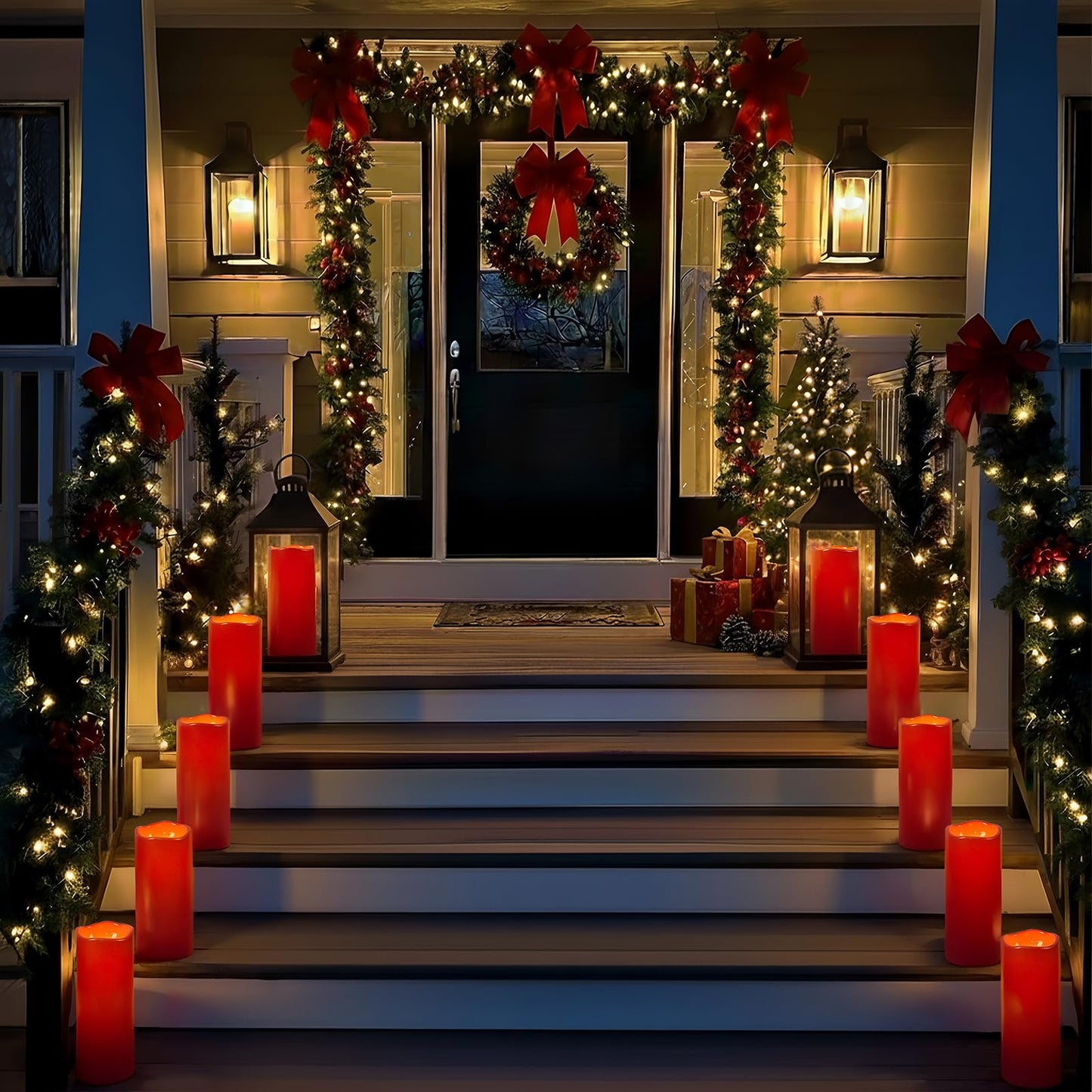 Homemory 4"x10" Burgundy Flameless Candles, Red Candles, Outdoor Waterproof Flameless Candles with Remote and Timers, Battery Operated LED Pillar Candles, Christmas Decor, Won't Melt Plastic, Set of 2