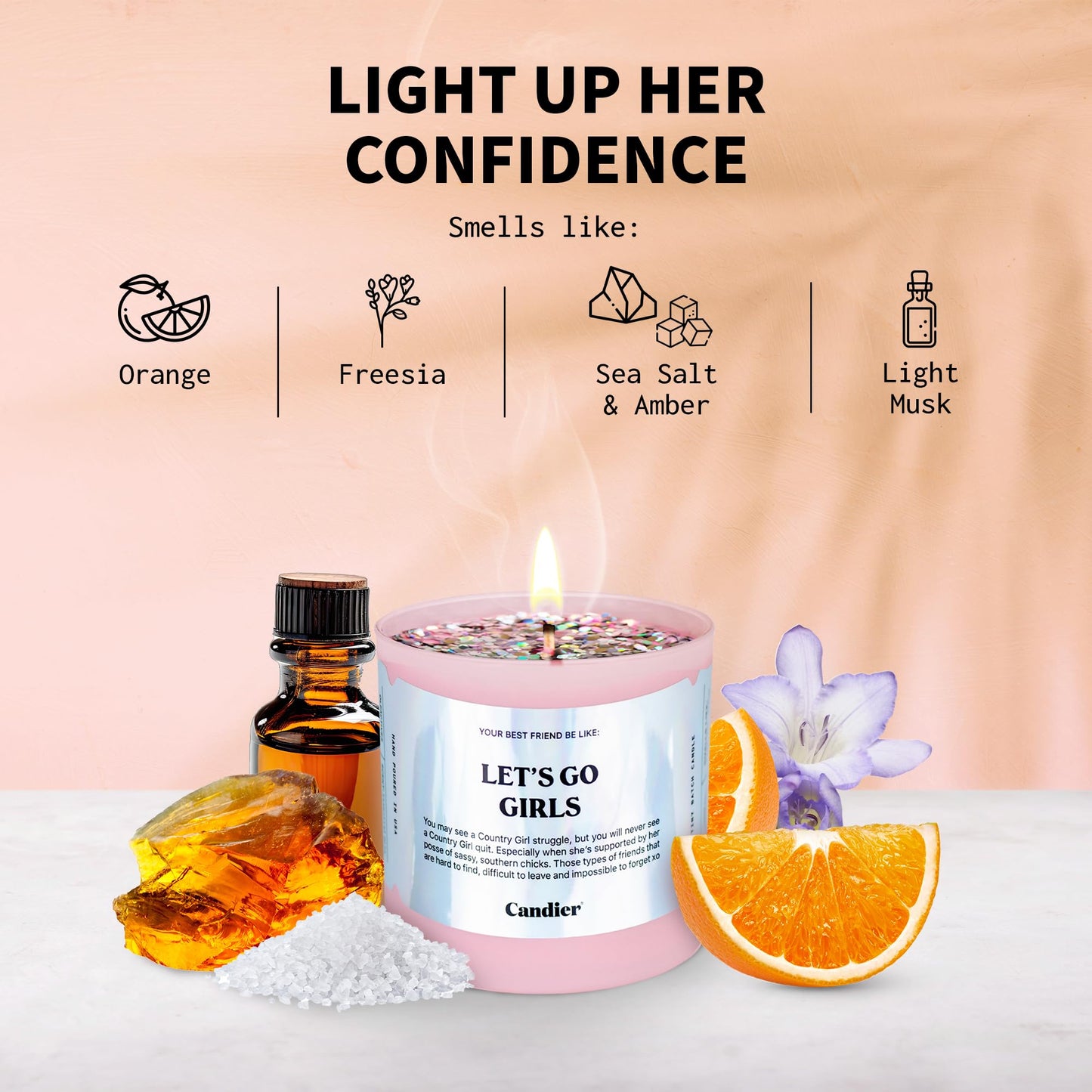 Let’s Go Girls Candle, Scented Phthalate-Free Soy Candles with 60+ Hours Burn Time, Vegan Cruelty-Free Pink Candle for Any Occasion, Candles for Women - Candier